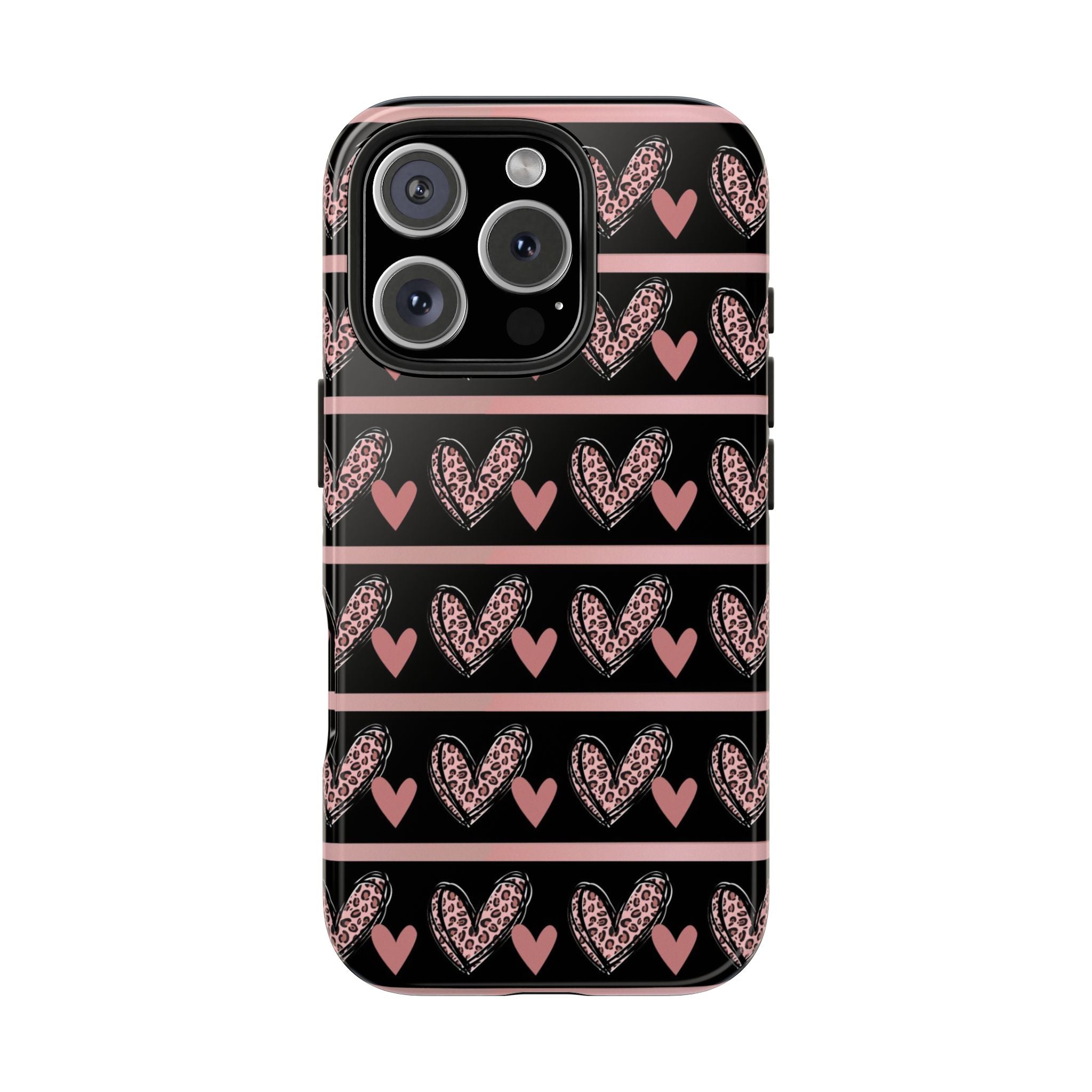 Black & Pink Hearts Tough Mobile Phone Case