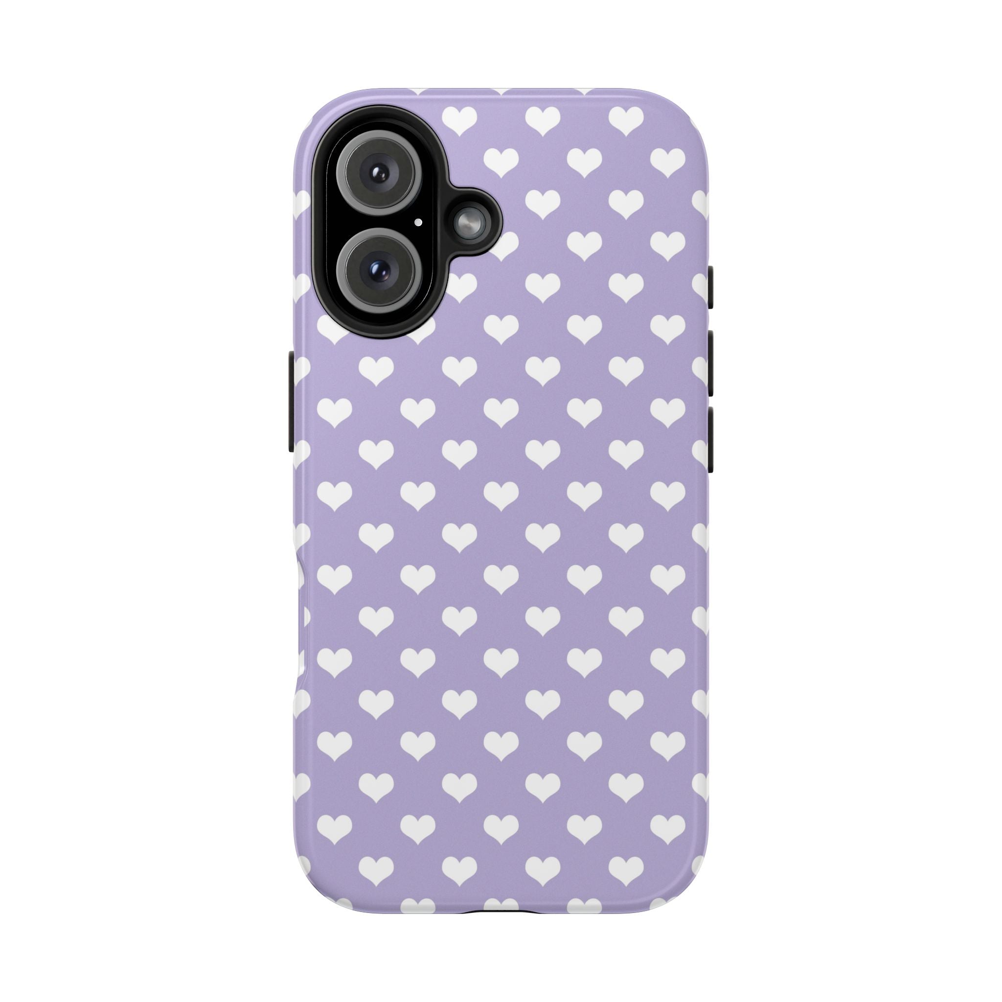 Pastel Lavender & White Hearts Tough Mobile Phone Case