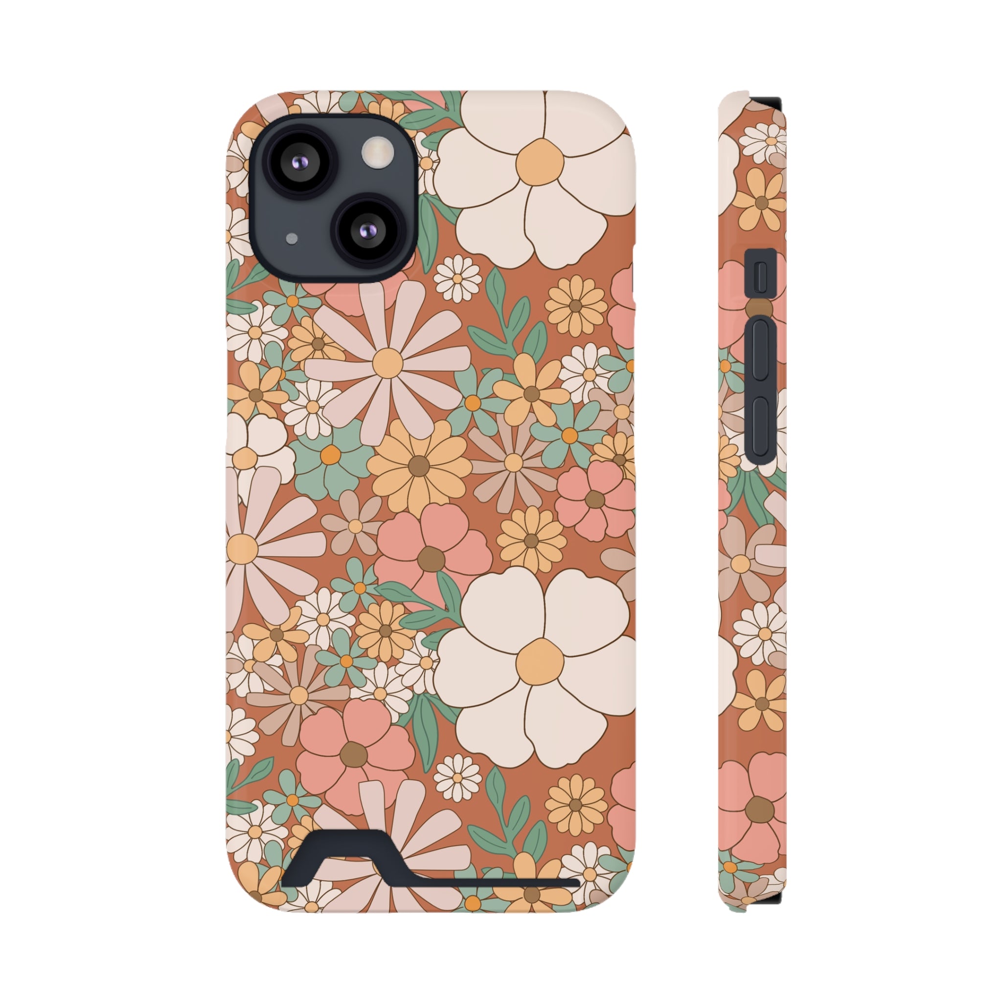 Floral Phone Case with Card Holder - Stylish & Functional for Everyday Use