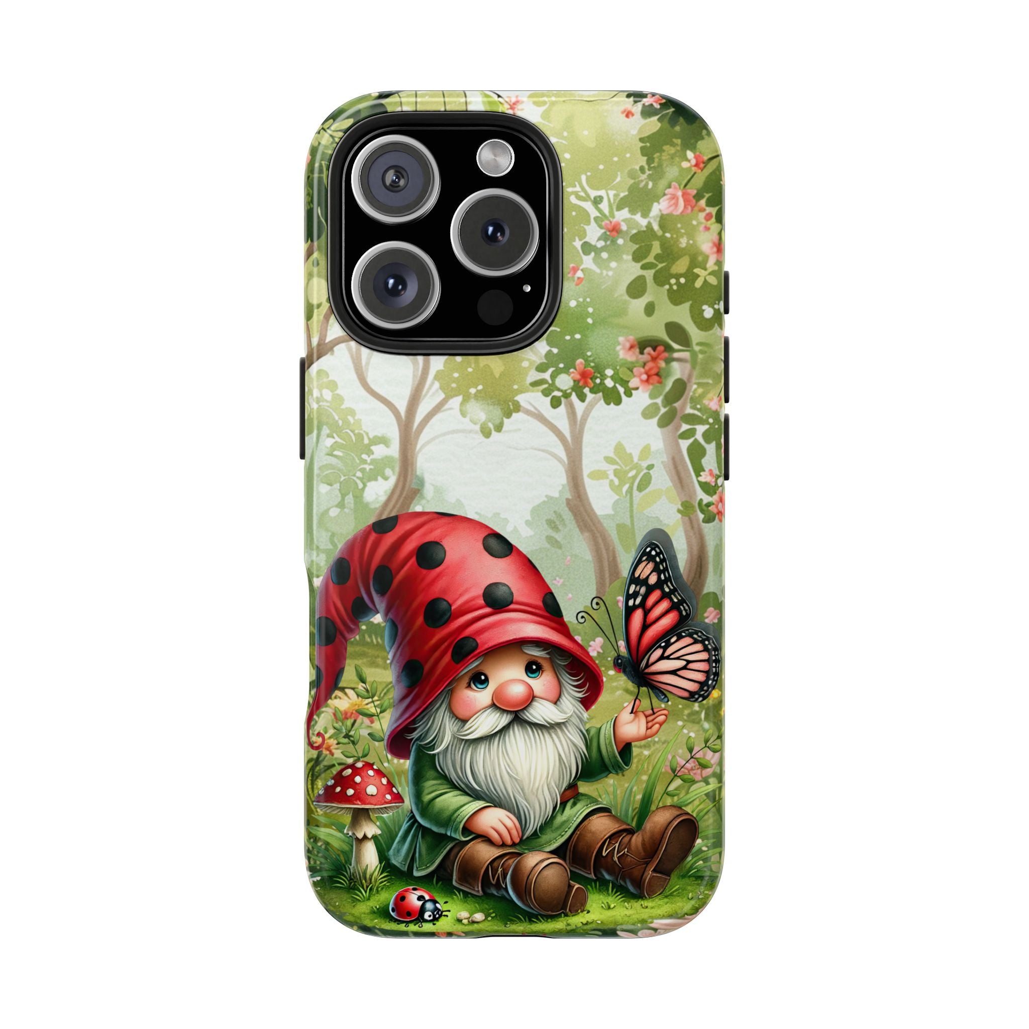 Whimsical Lady Bug Gnome Phone Case - Tough & Durable with Nature Vibe