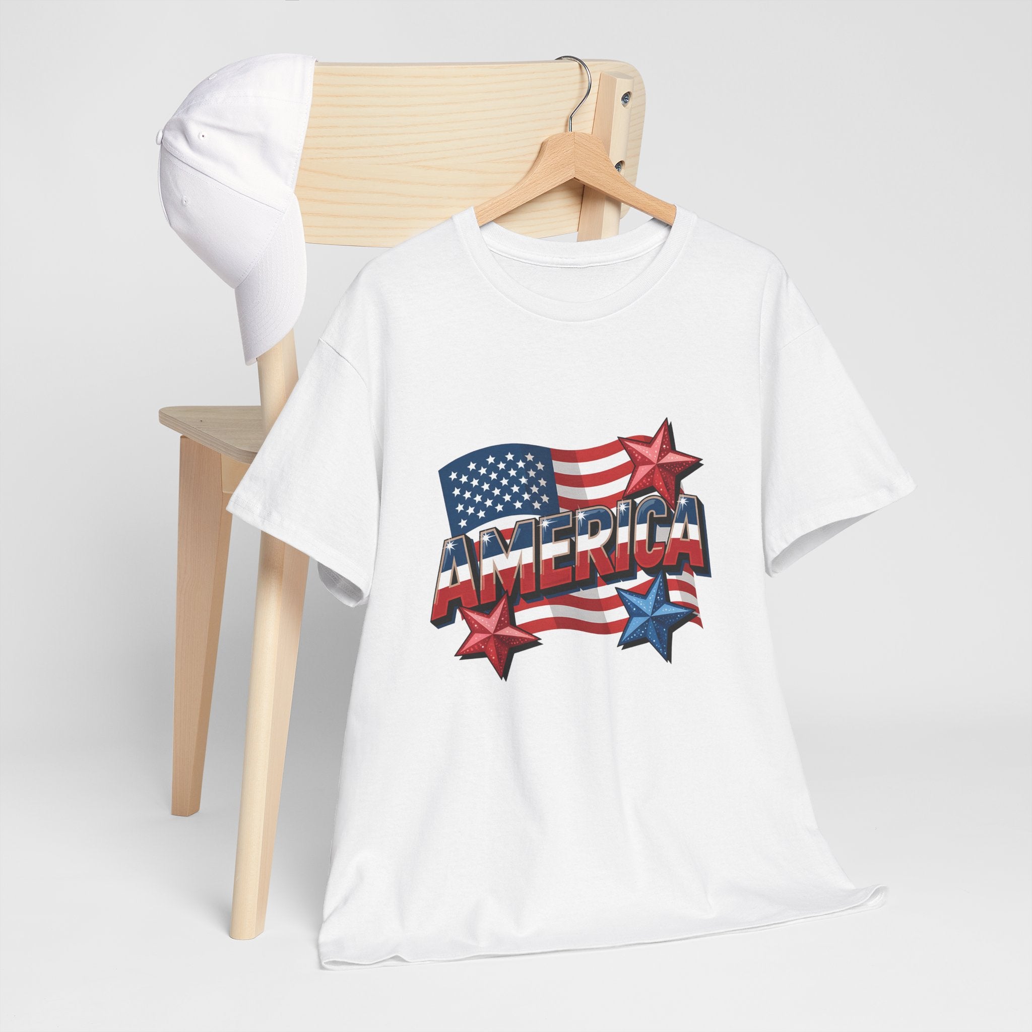Patriotic Heavy Cotton Tee - Celebrate America, Great for Independence Day, Family Gatherings, BBQs, and Casual Wear