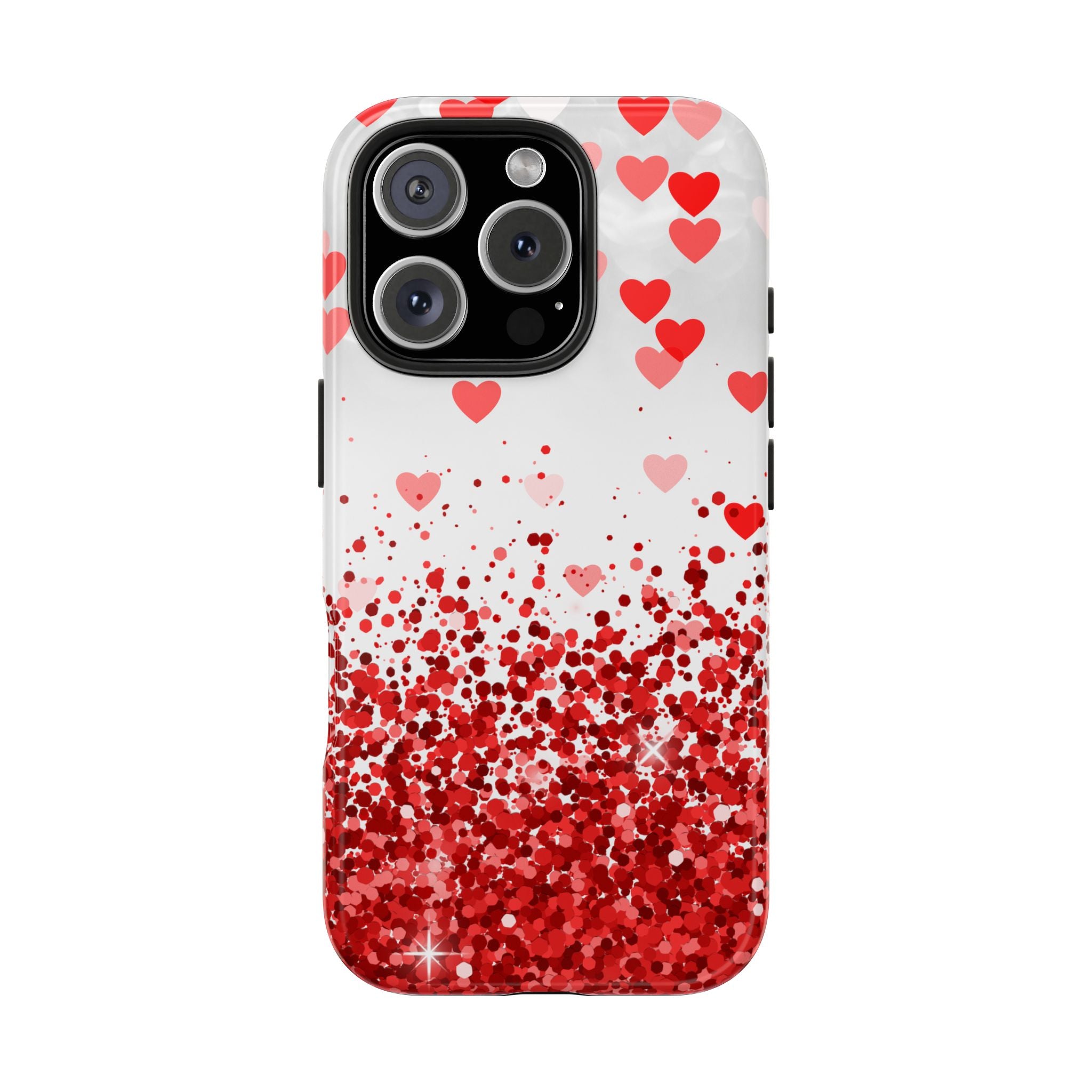 Red Heart Glitter Tough Mobile Phone Case