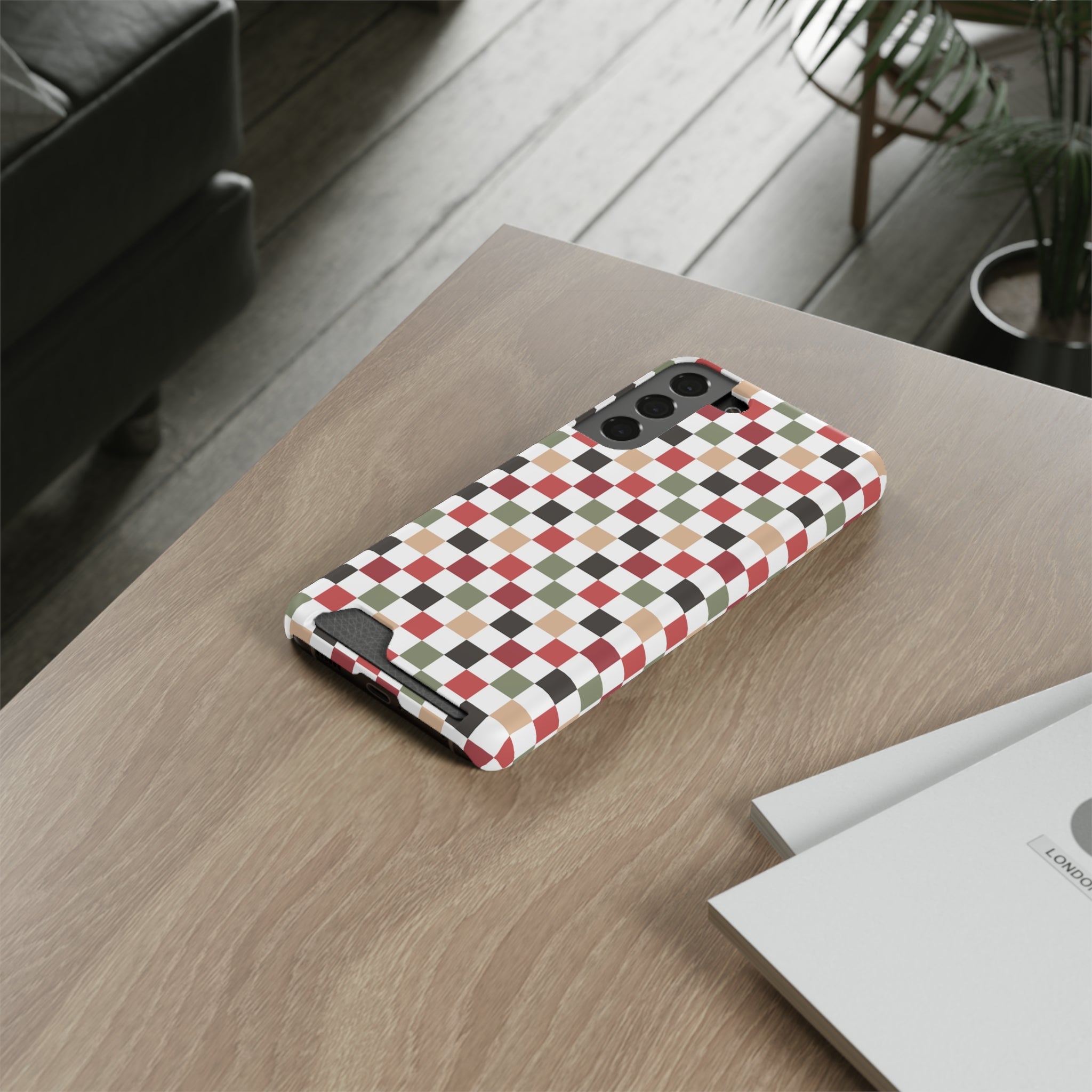 Chic Patterned Phone Case with Card Holder - Stylish & Functional Accessory