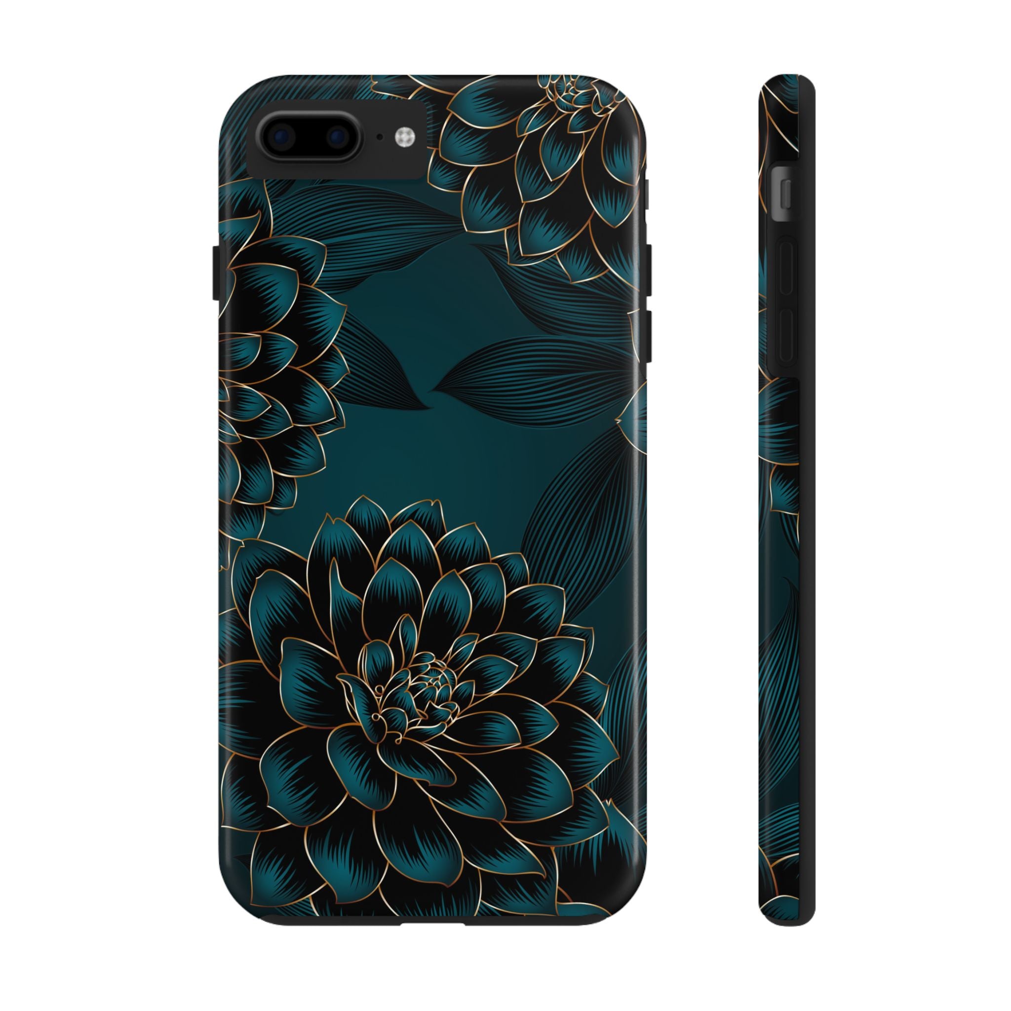 Floral Tough Phone Case - Elegant Turquoise Design for Protective Style