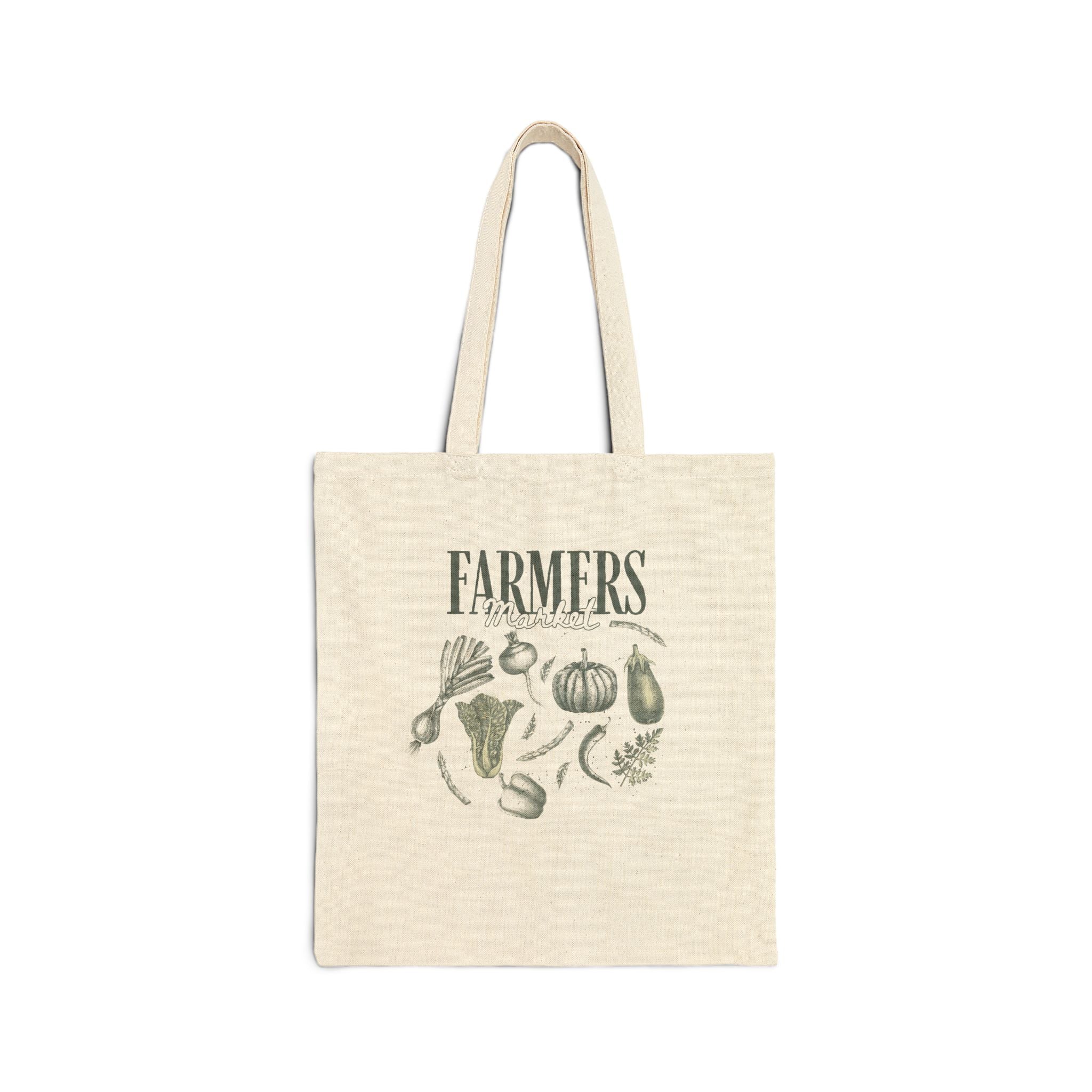 Farmers Market Cotton Canvas Tote Bag | Eco-Friendly Shopping Bag, Reusable Grocery Tote, Farm Fresh, Vegetable Lover Gift