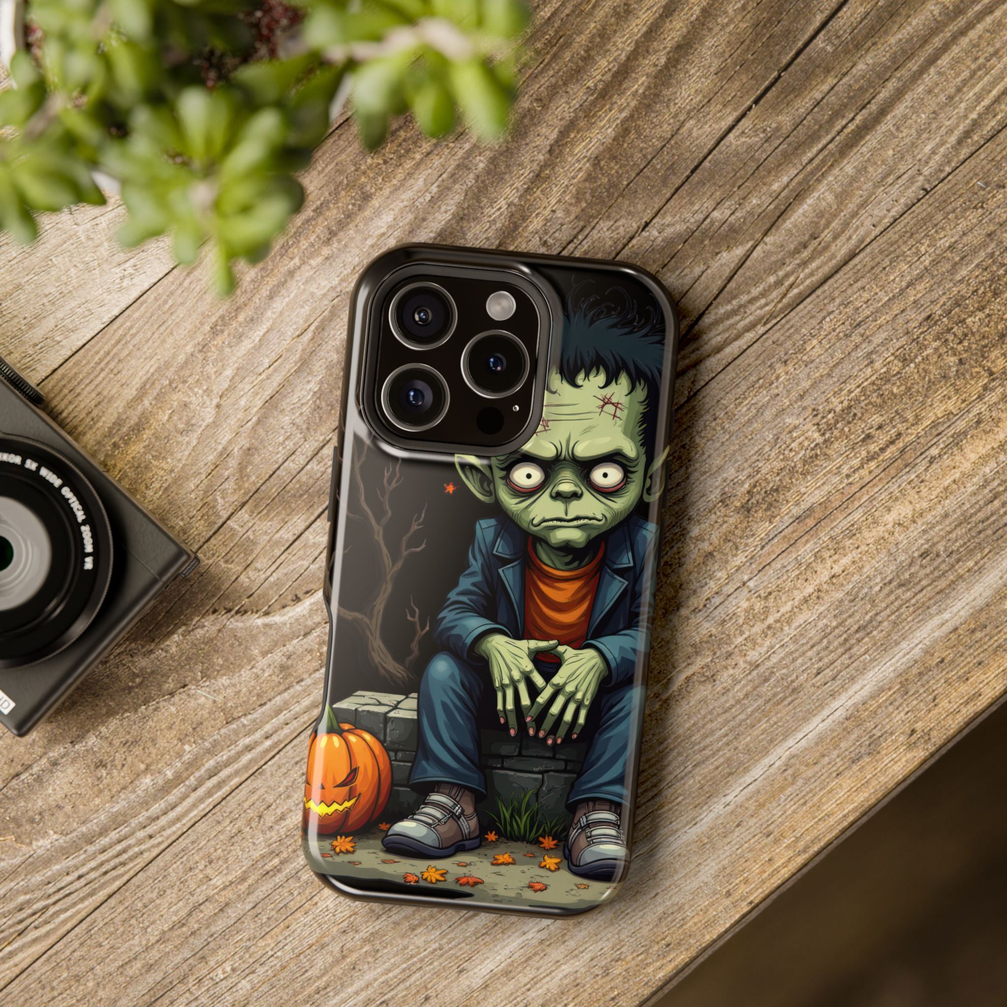 Halloween Monster Phone Case, Scary Phone Cover, Frankenstein Design, Impact-Resistant Cell Case, Spooky Gift Idea