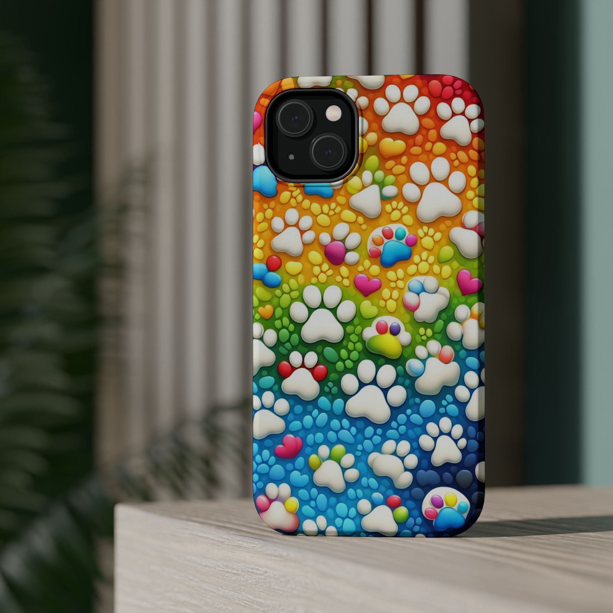 Rainbow Paw Prints Magnetic Tough Case