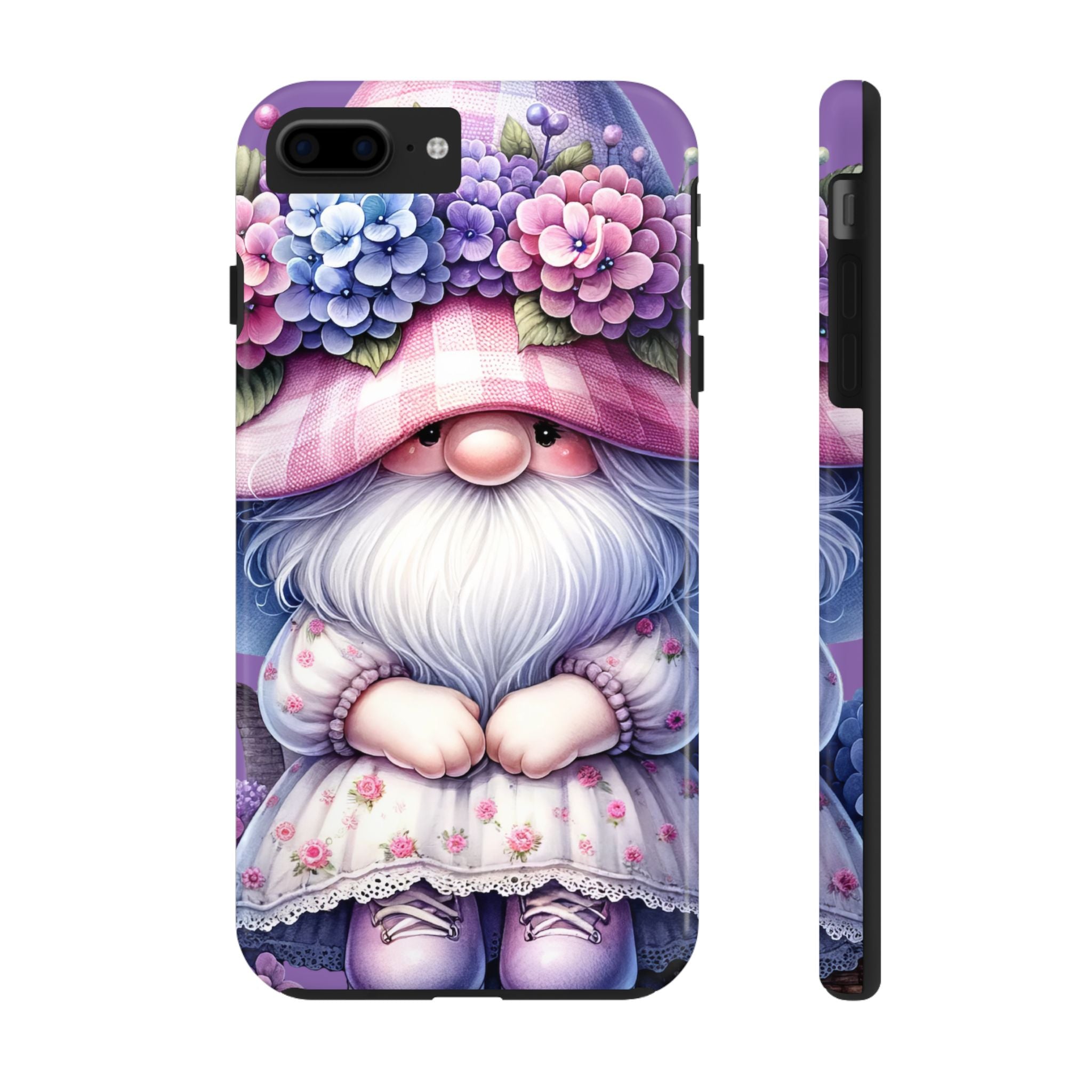 Cute Floral Lavender Gnome Tough Impact Resistant Phone Case Durable Protection with Charming Design iPhone Samsung Cover