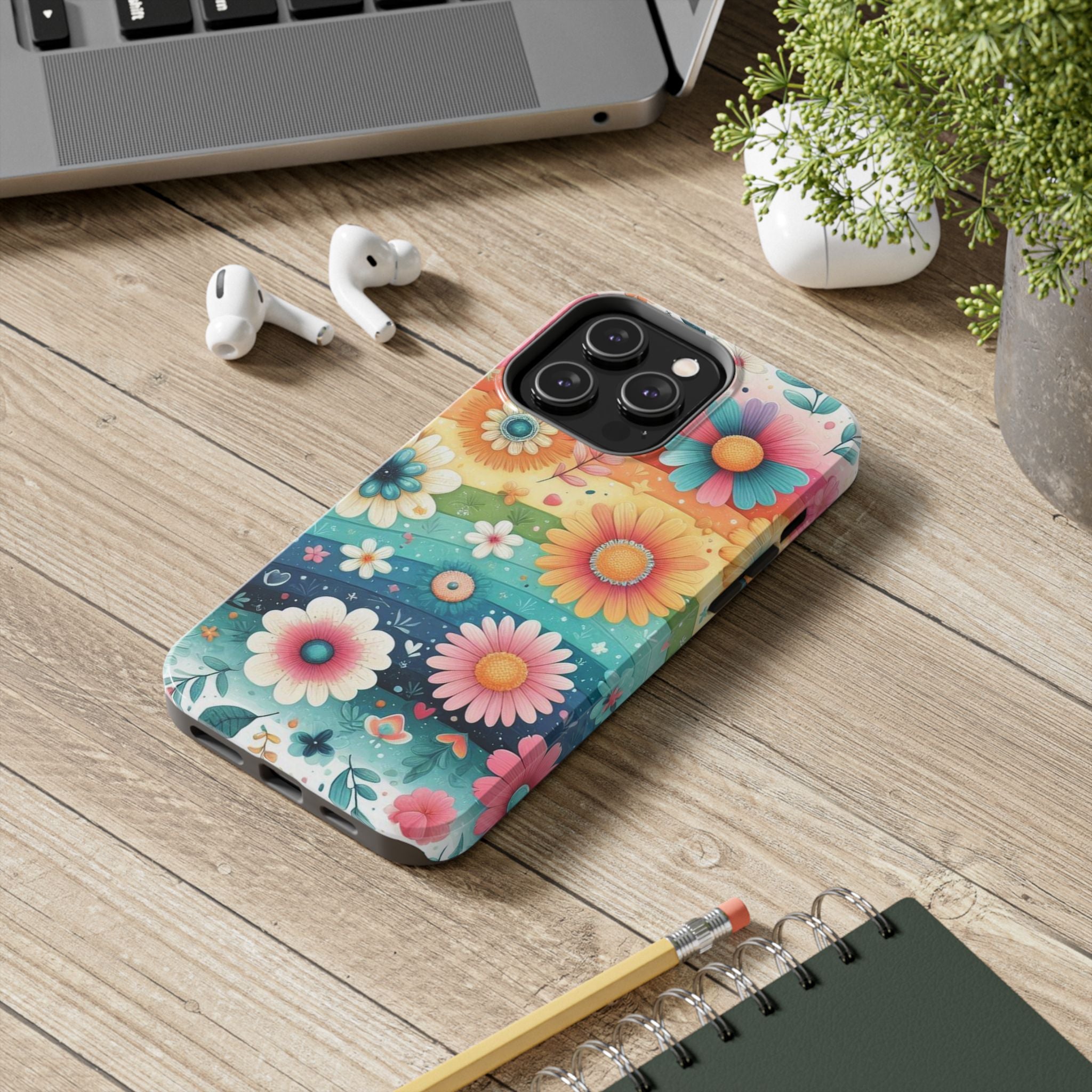Colorful Floral Tough Impact Resistant Phone Case Durable Protection with Vibrant Design for Nature Lovers iPhone Samsung Cover