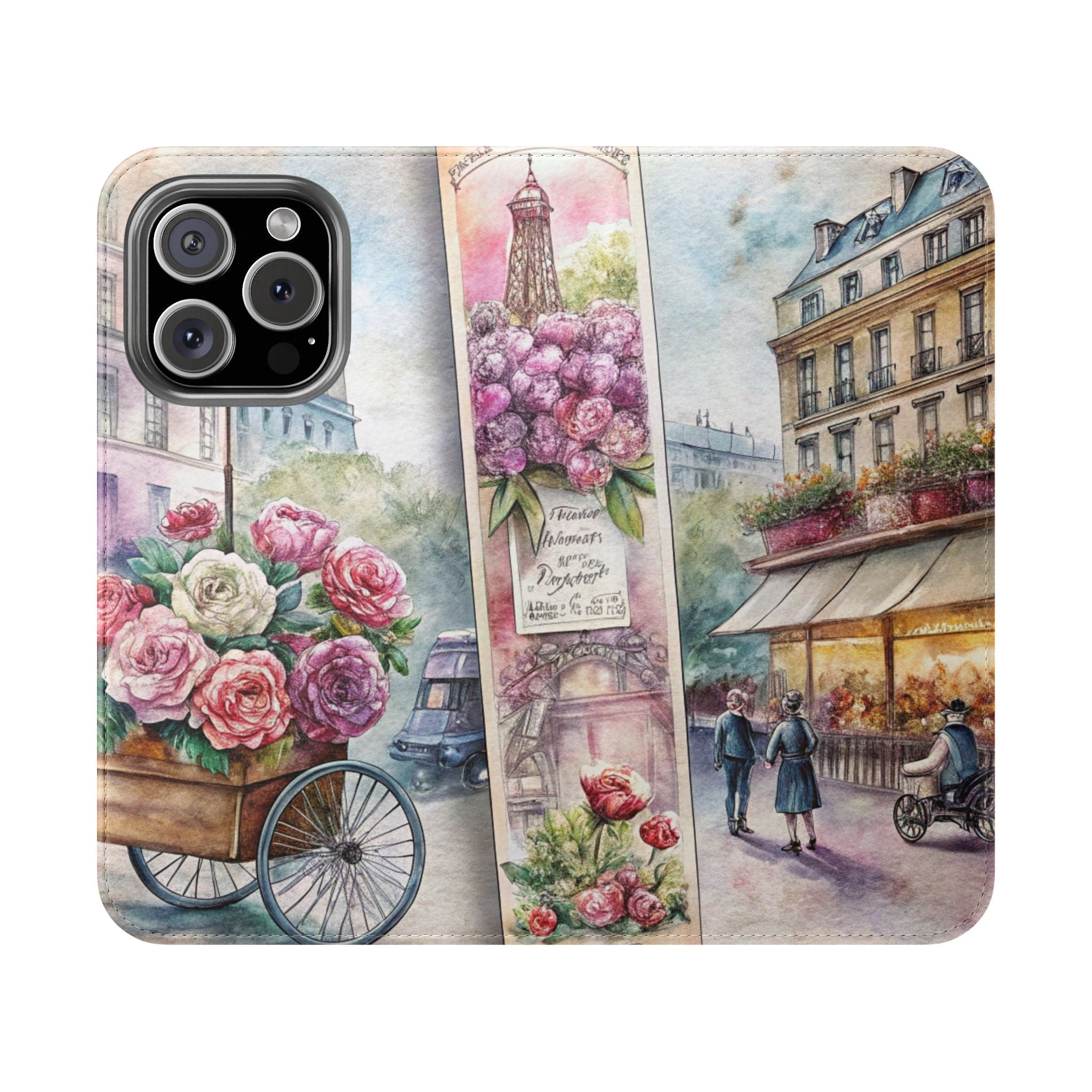 Chic Floral Artistic Flip Case iPhone Samsung Parisian Vintage Design
