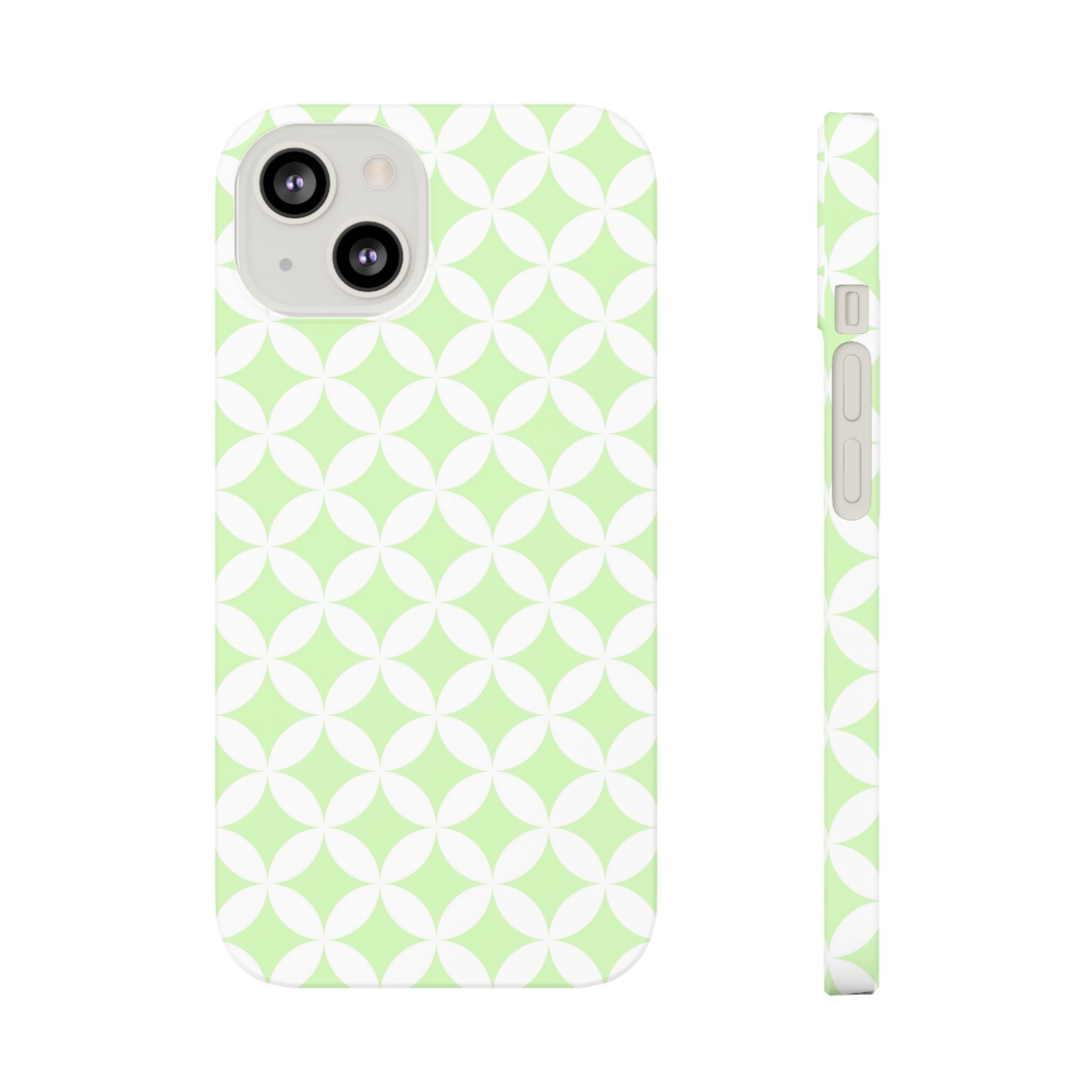 Pastel Green Diamond Geometric Slim iPhone Samsung Case Stylish Minimalist Design