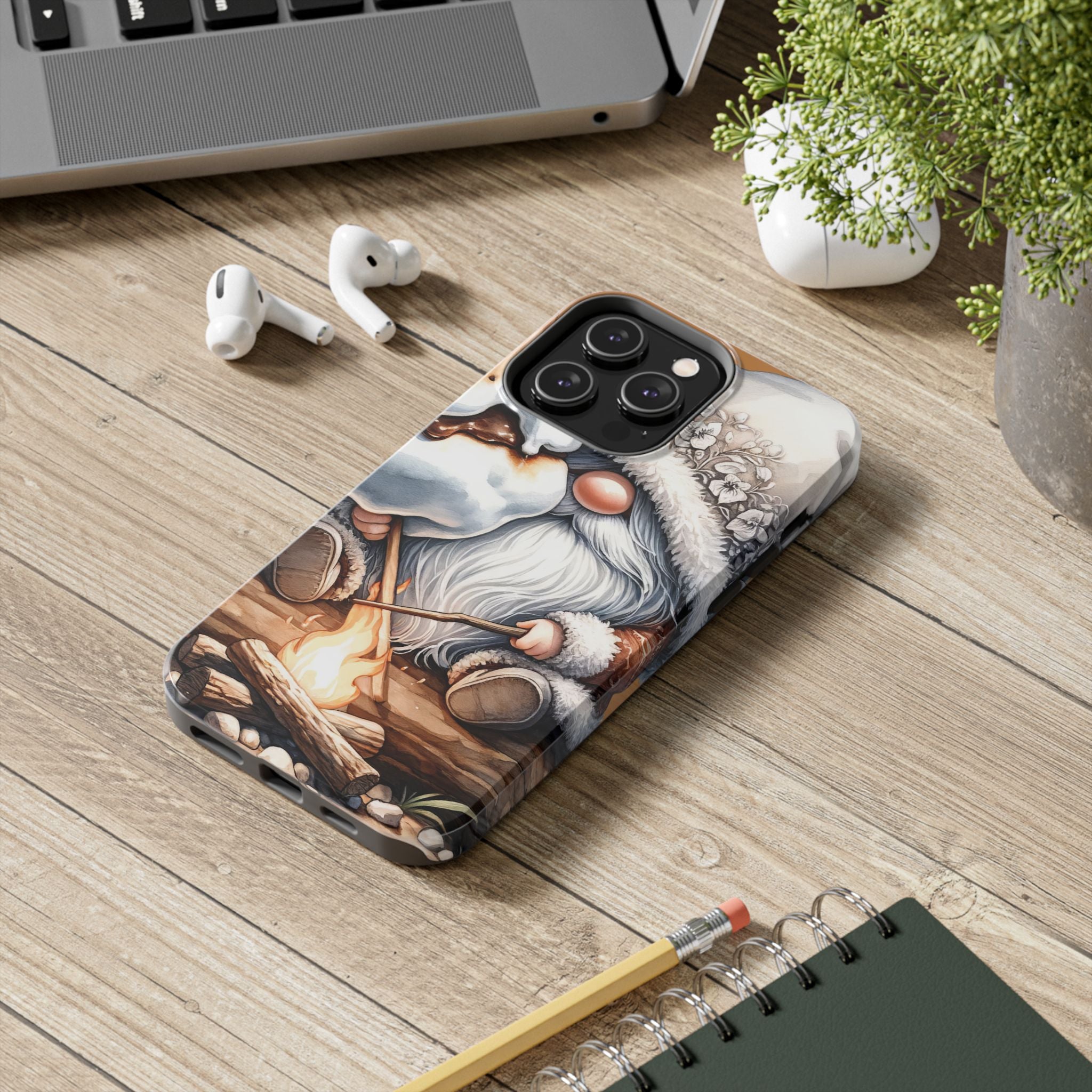 Camping Smores Gnome Phone Case Impact Resistant Tough & Festive Protection iPhone Samsung Cover