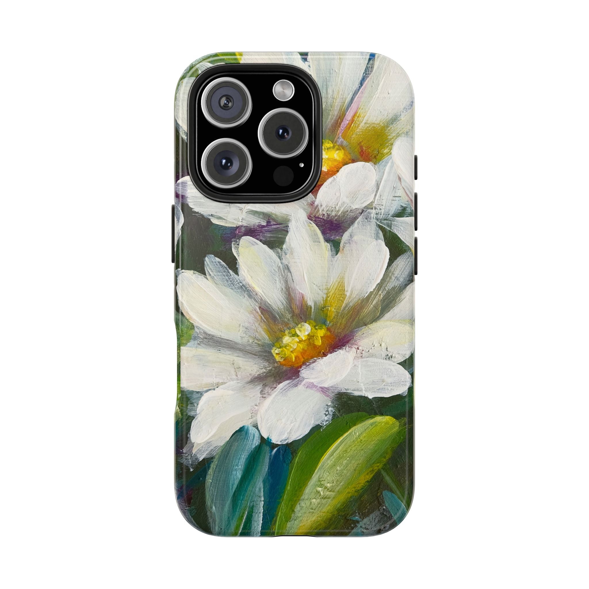 Floral Daisy Tough Phone Case - Durable Protective Cover with Vibrant White Flowers