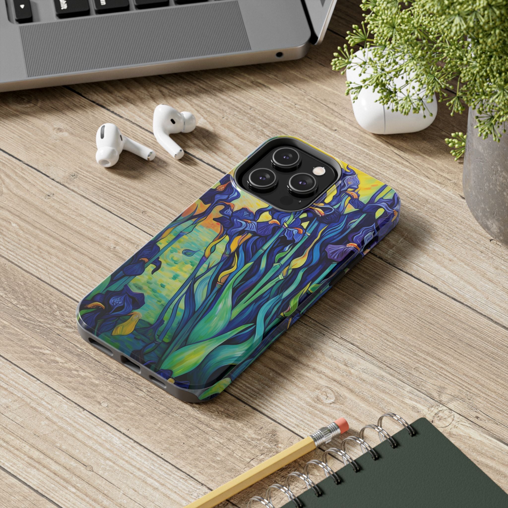 Van Gogh Inspired Artistic Floral Tough Impact Resistant Phone Case with Vibrant Iris Design iPhone Samsung Cover