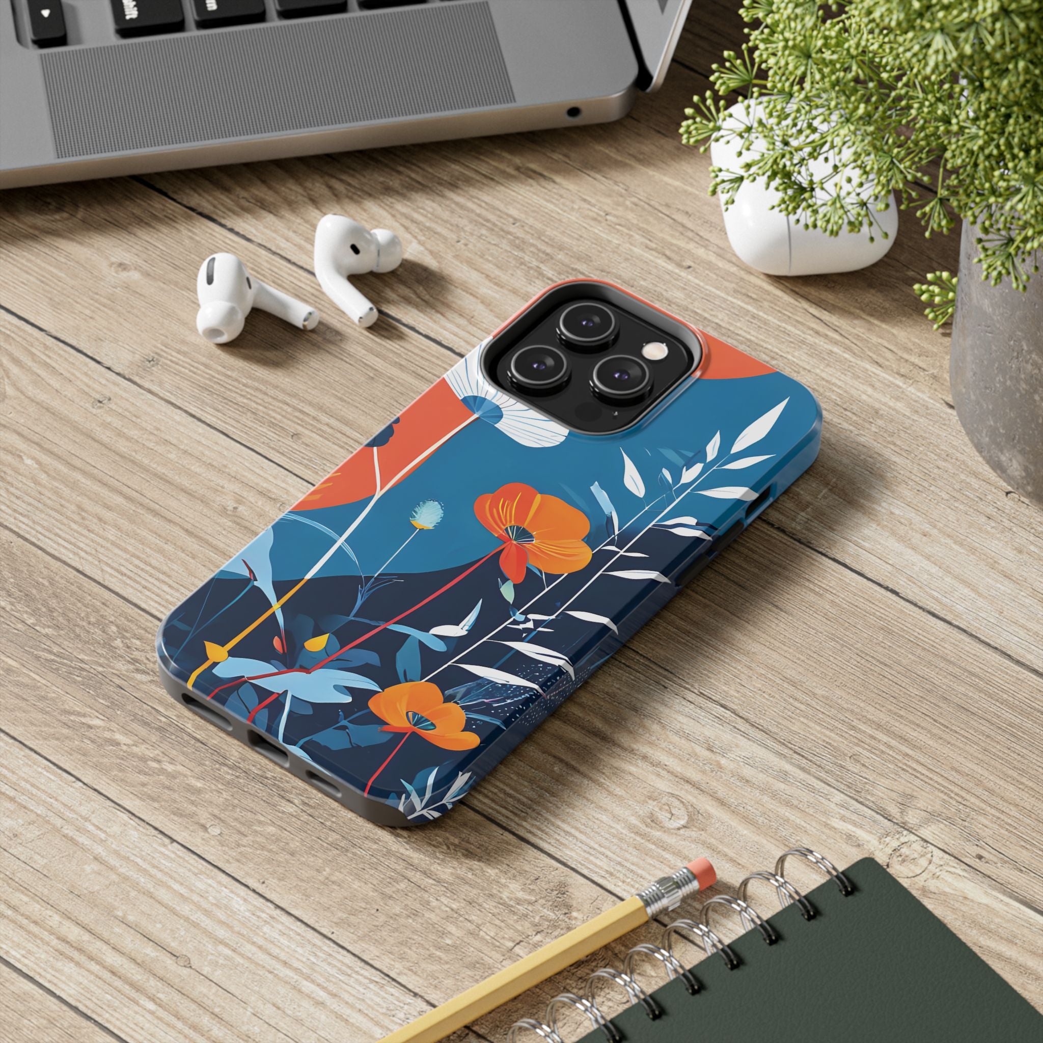 Floral Blue Impact Resistant Tough Phone Case Vibrant Botanical Design for Nature Lovers iPhone Samsung Cover