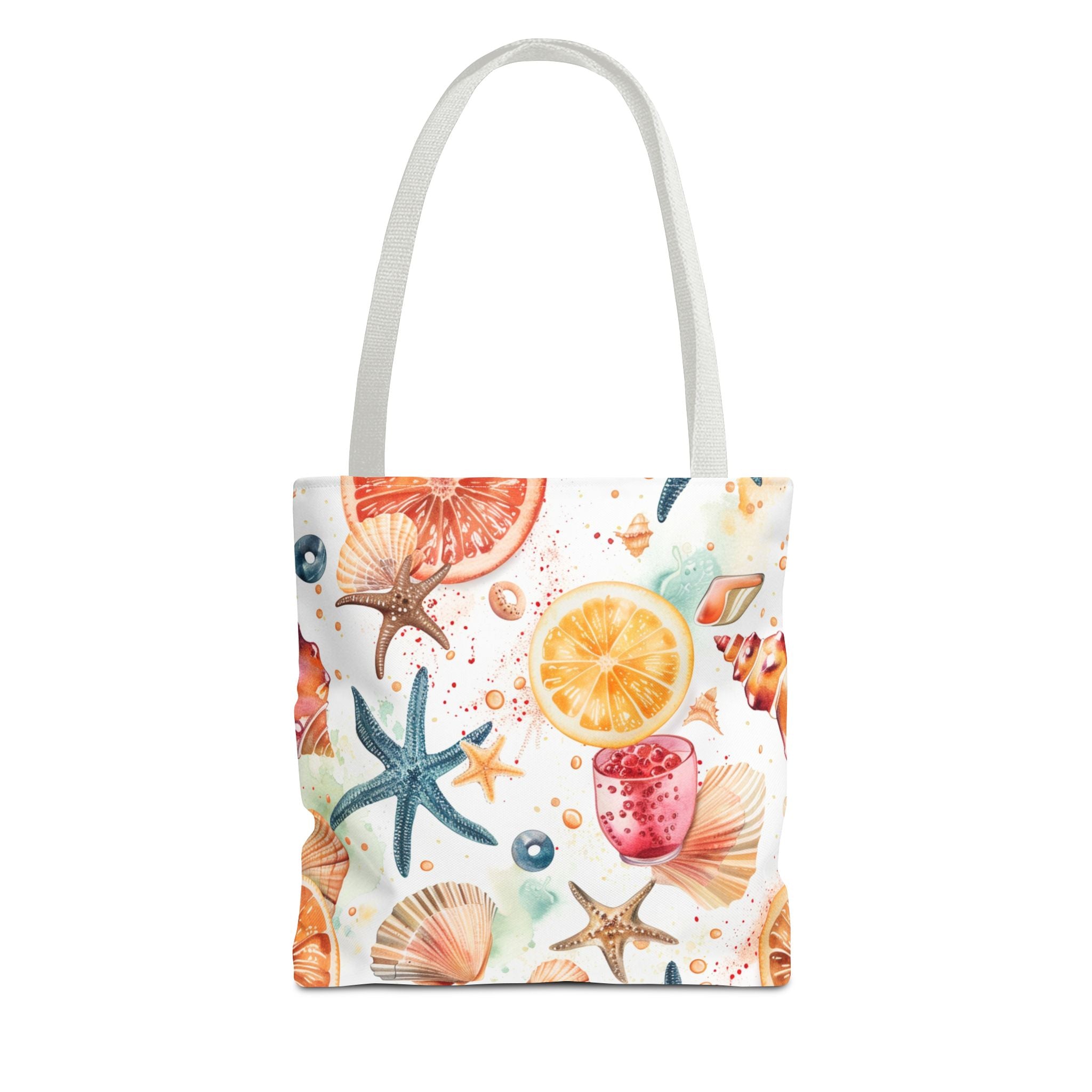 Perfect Beach Themed Tote Bag with Starfish and Citrus Design Summertime Fun Carryall