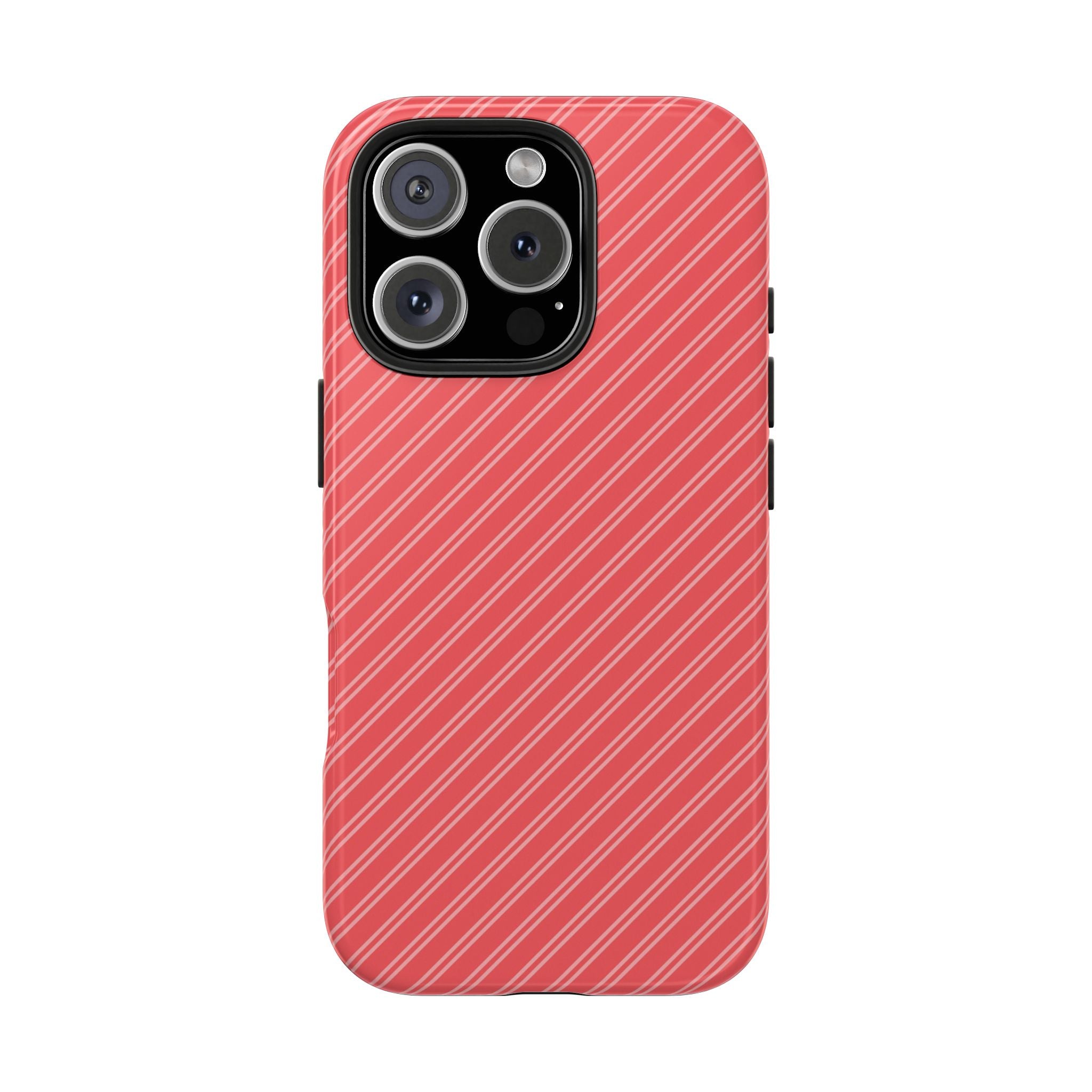 Stylish Impact Resistant Tough iPhone Samsung Case with Coral Striped Design