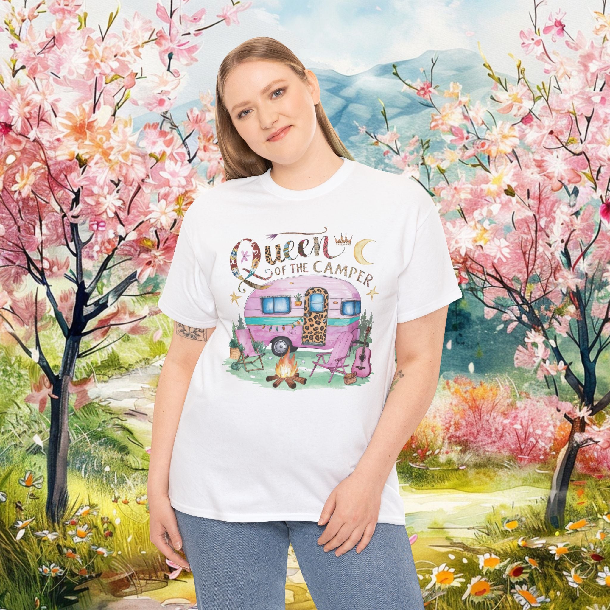 Queen of the Camper Heavy Cotton Tee Cozy Camping T-Shirt
