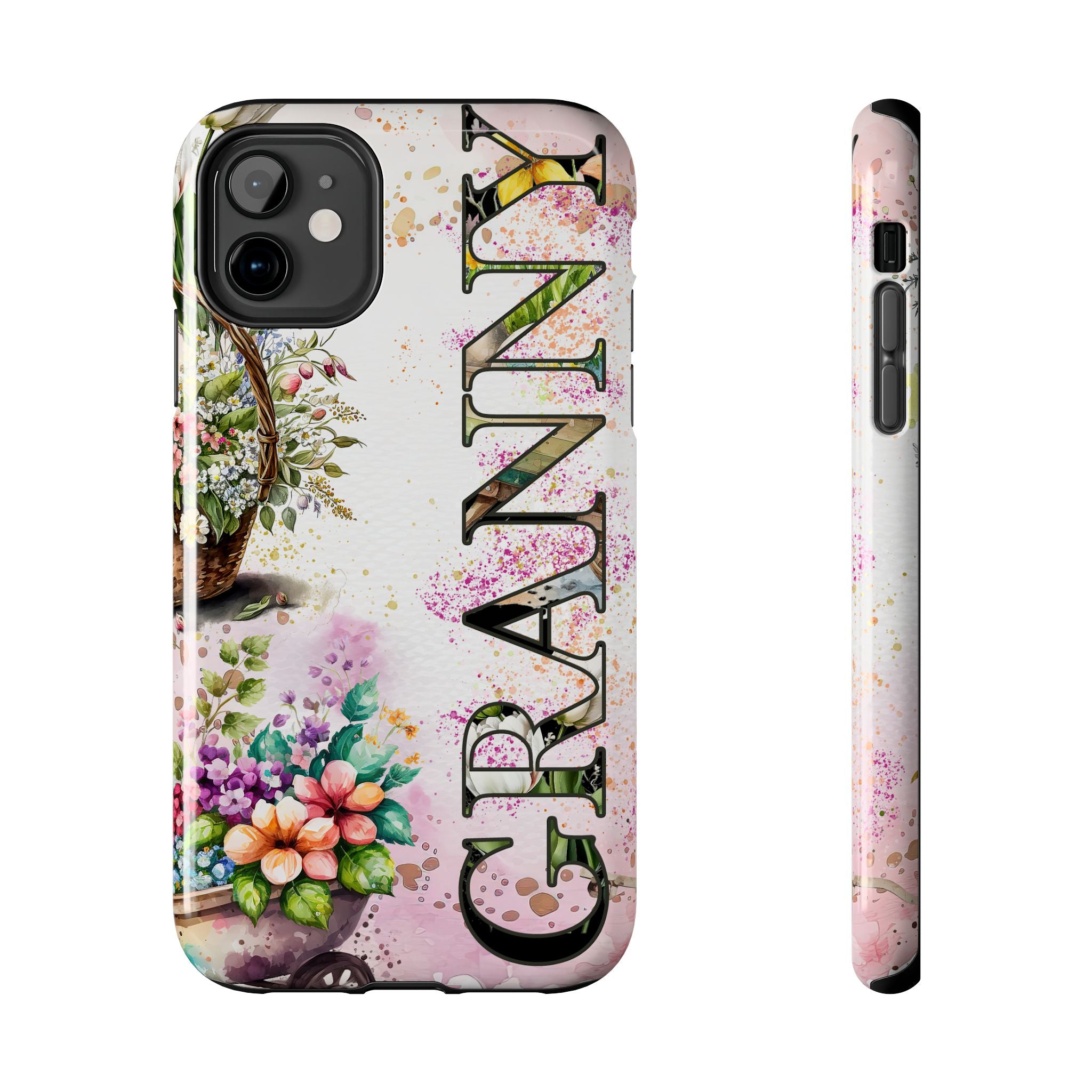 Granny Pink & White Flower Baskets Mobile Phone Case