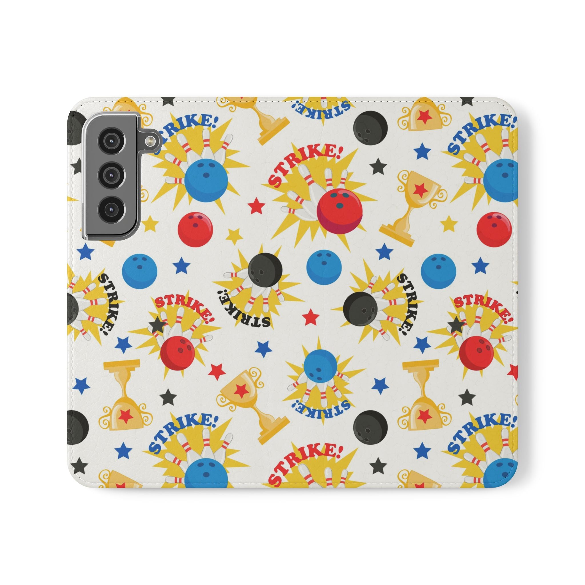 Bowling Themed Flip Case Strike Designs for iPhone Samsung Protection, Gift for Bowlers, Fun Cell Phone Cover, Birthday Gift, Sports Accessory