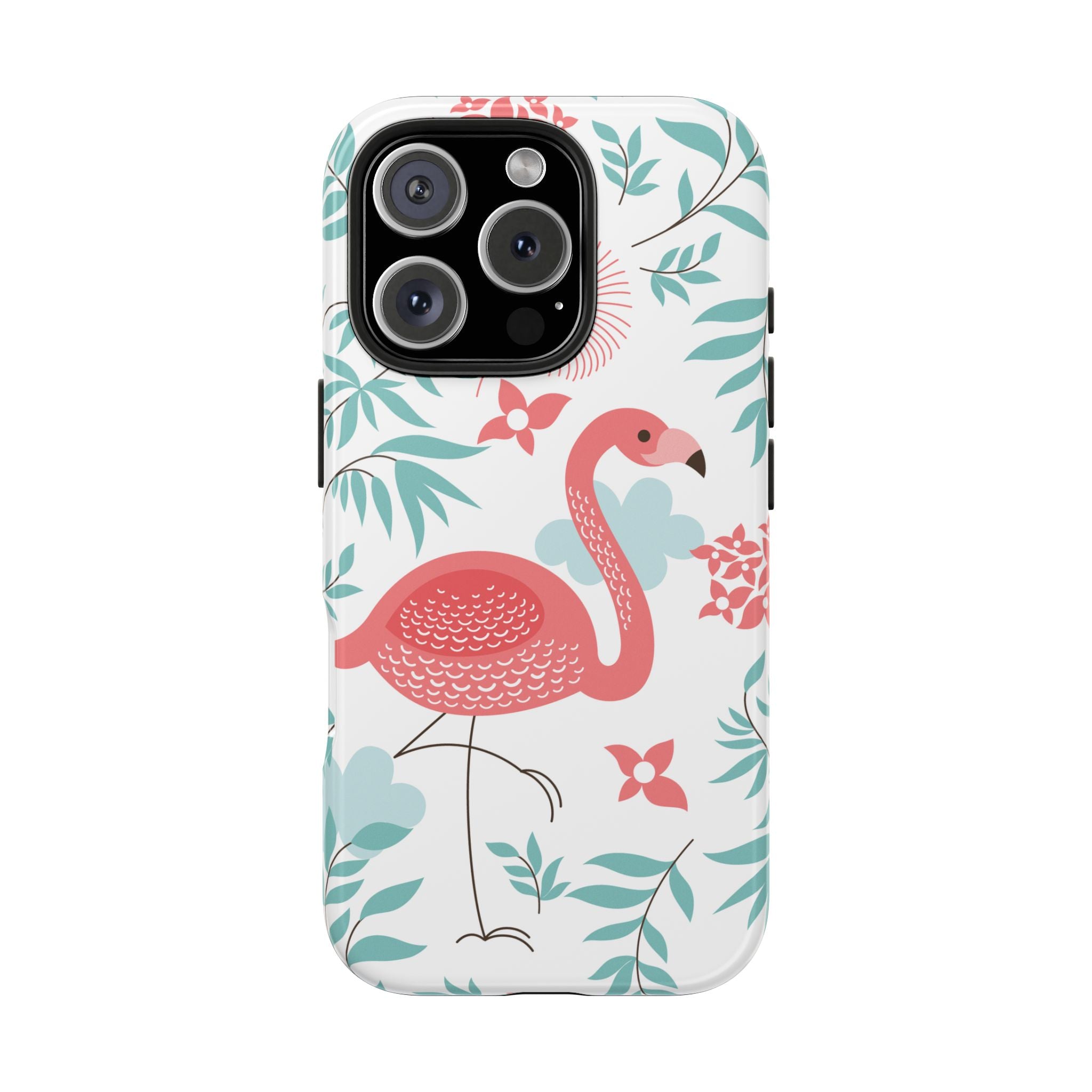 Tropical Flamingo Tough Phone Case - Vibrant Floral Design for Summer Vibes