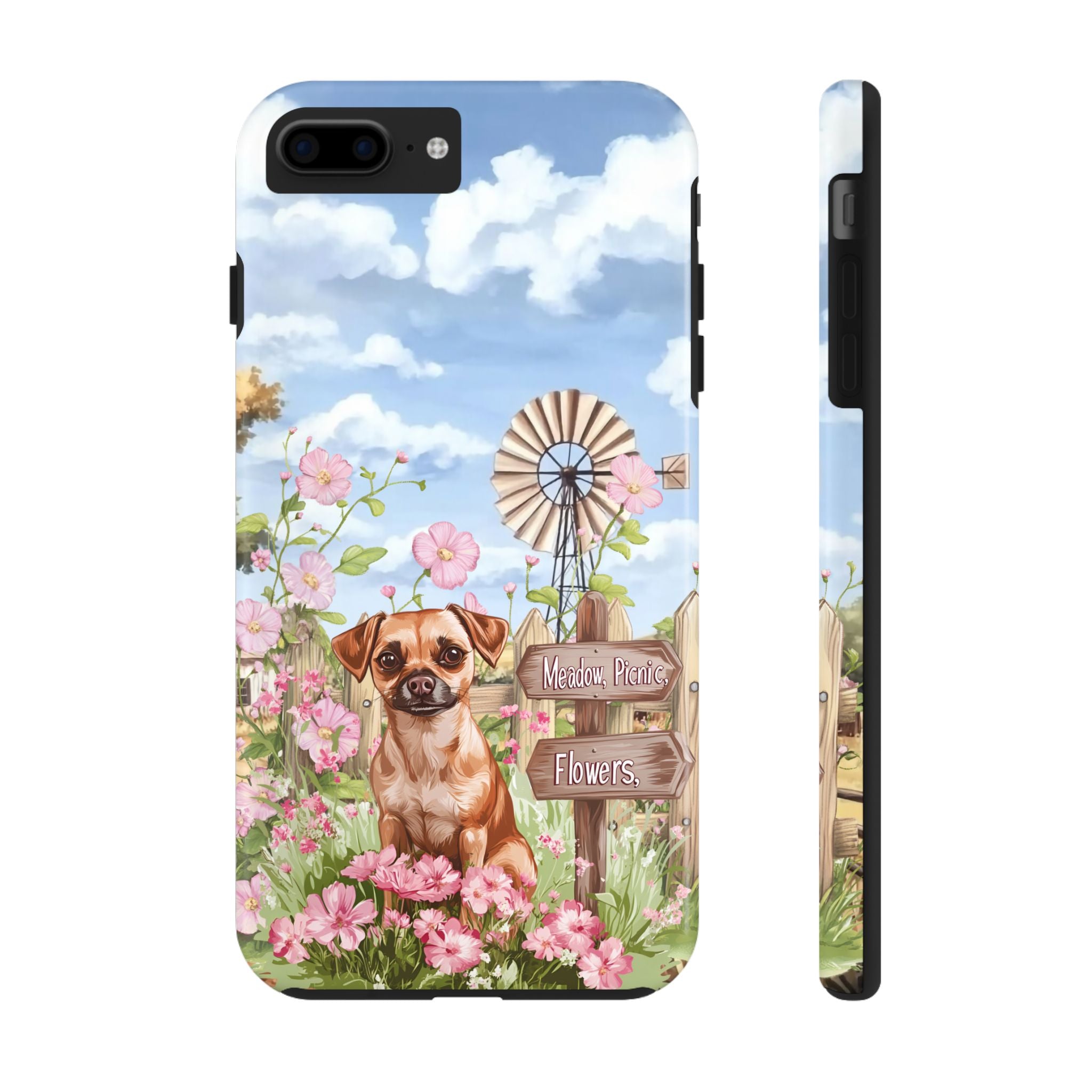 Cute Dog Floral Tough Impact Resistant Phone Case Meadow Peace Design iPhone Samsung Cover