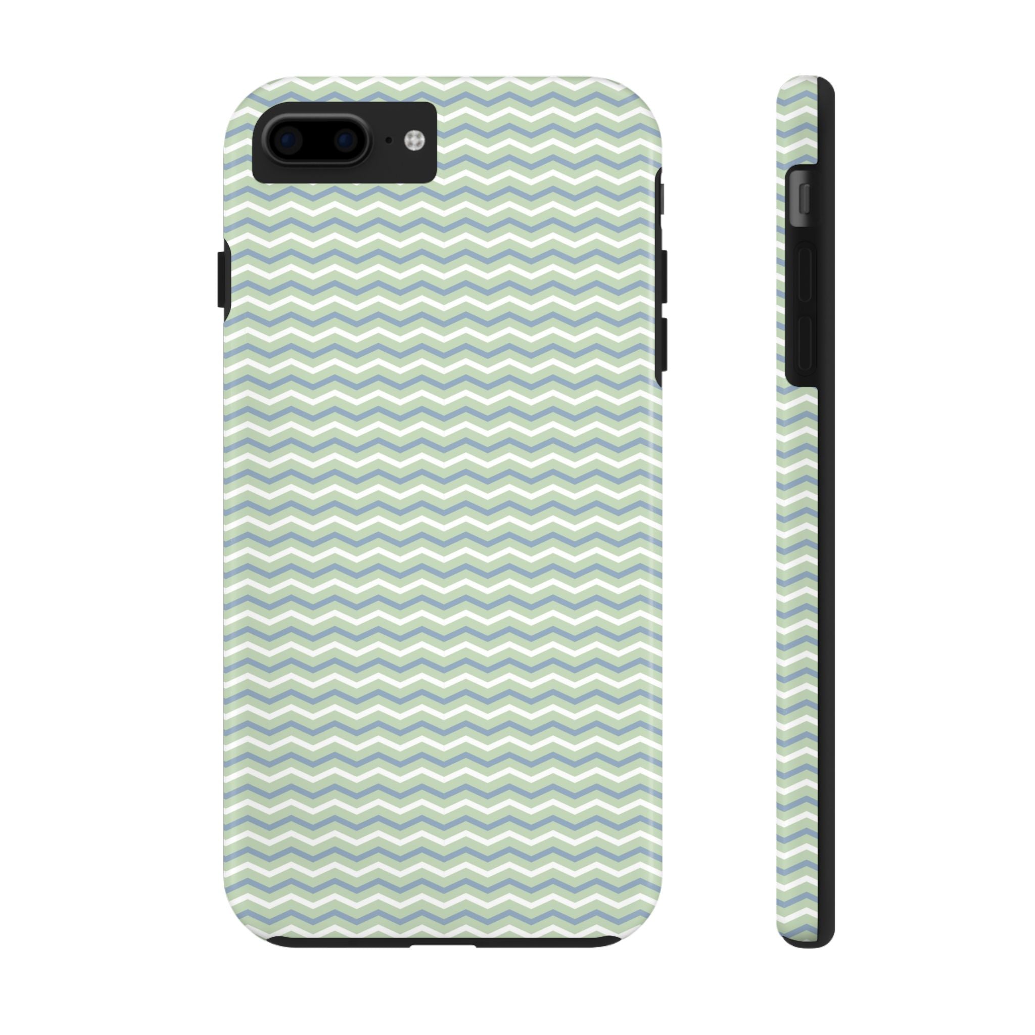 Stylish Chevron Green & Beige Tough Impact Resistant Phone Case Durable Protection with Modern Design iPhone Samsung Cover