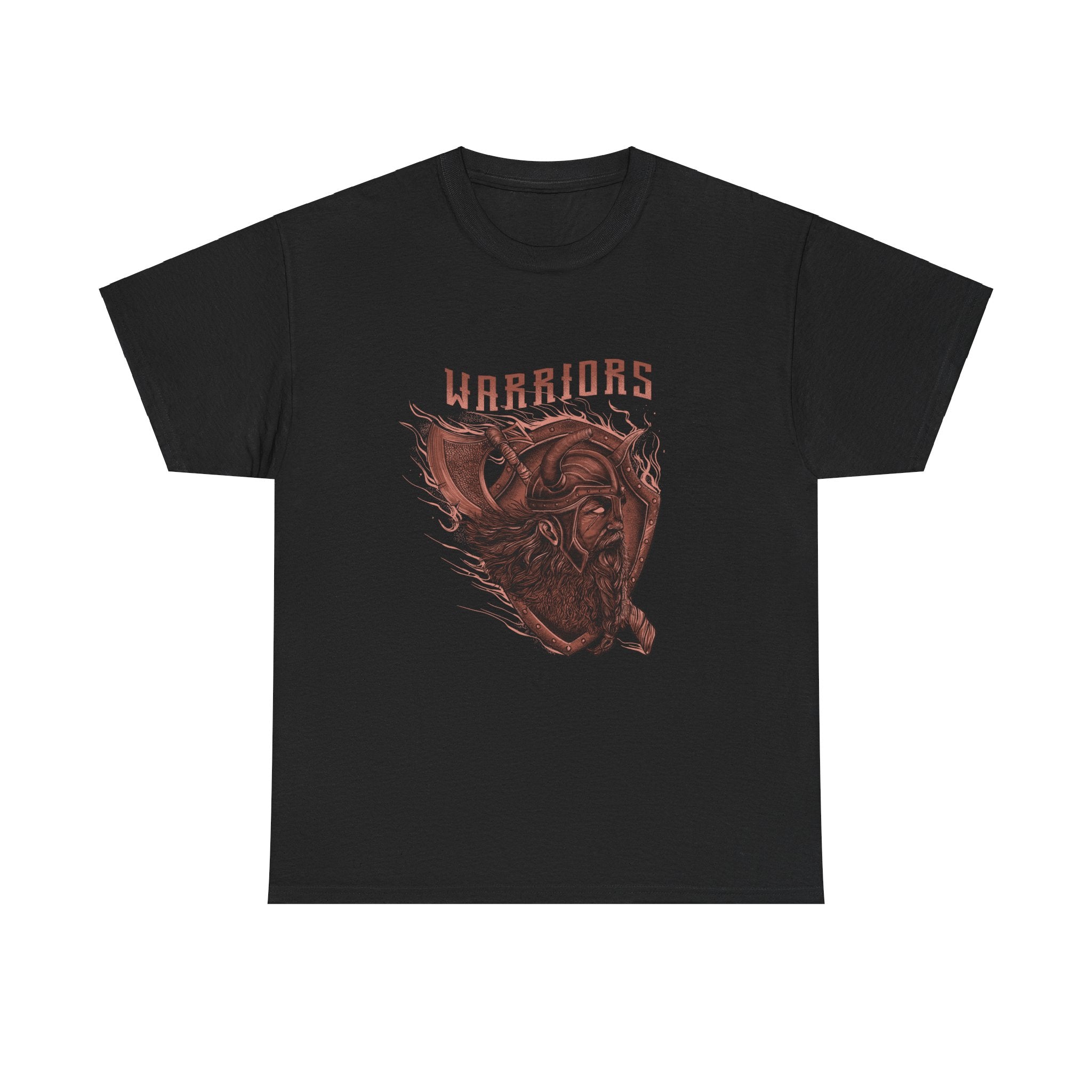 Viking Warriors Battle Axe Shield Black Heavy Cotton Graphic Tee