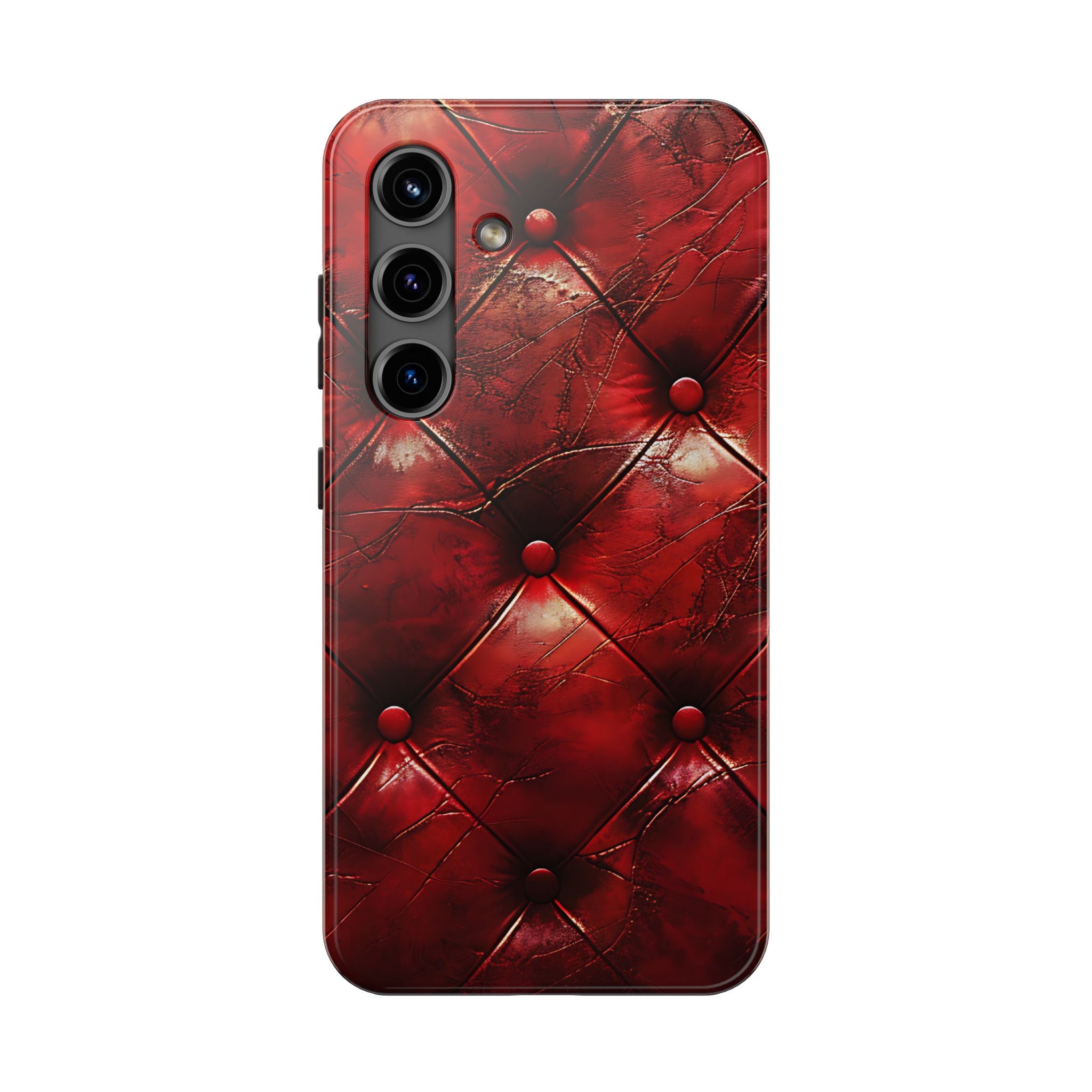 Red Button Tuck Leather Look Mobile Phone Case