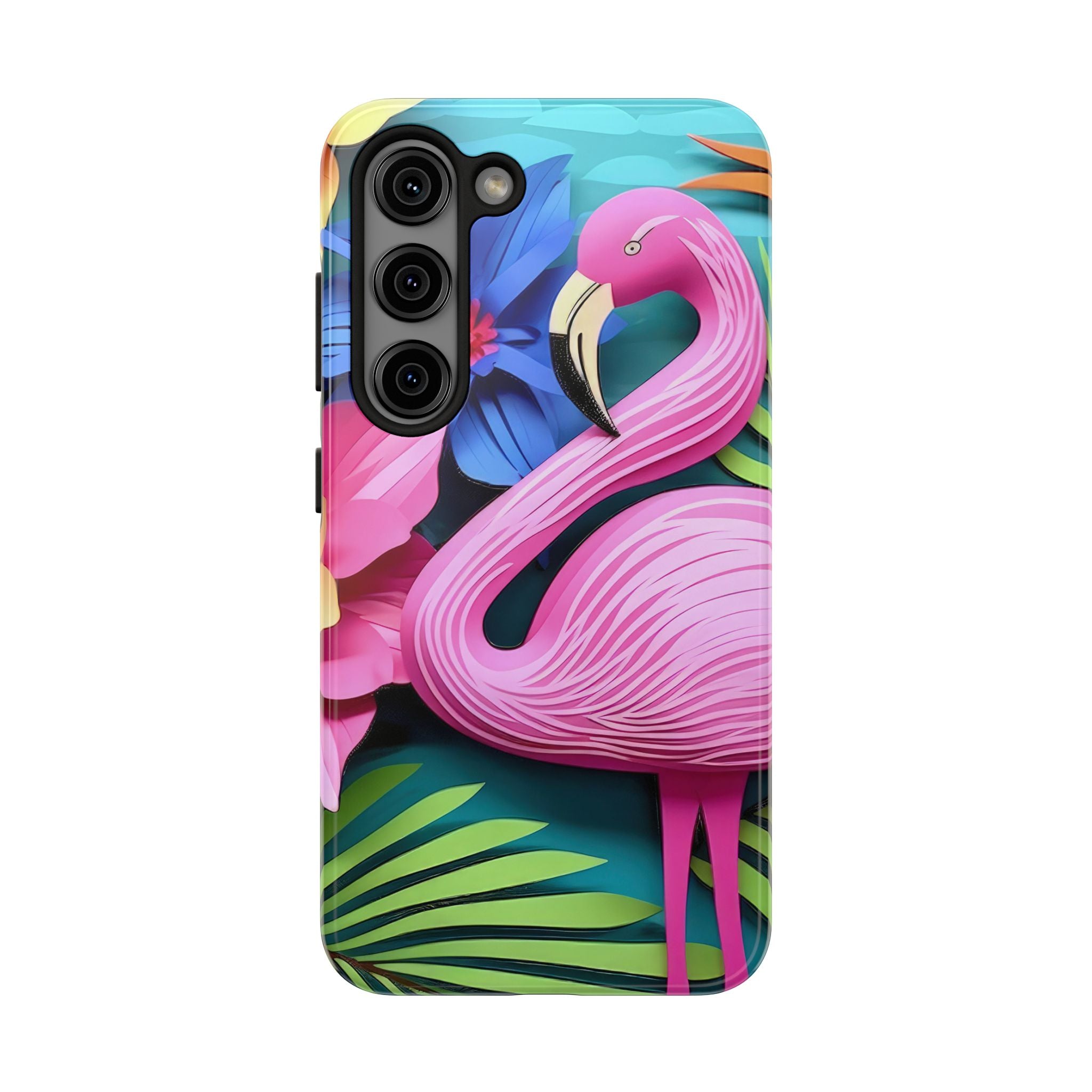 Pink Flamingo Floral Tough Mobile Phone Case