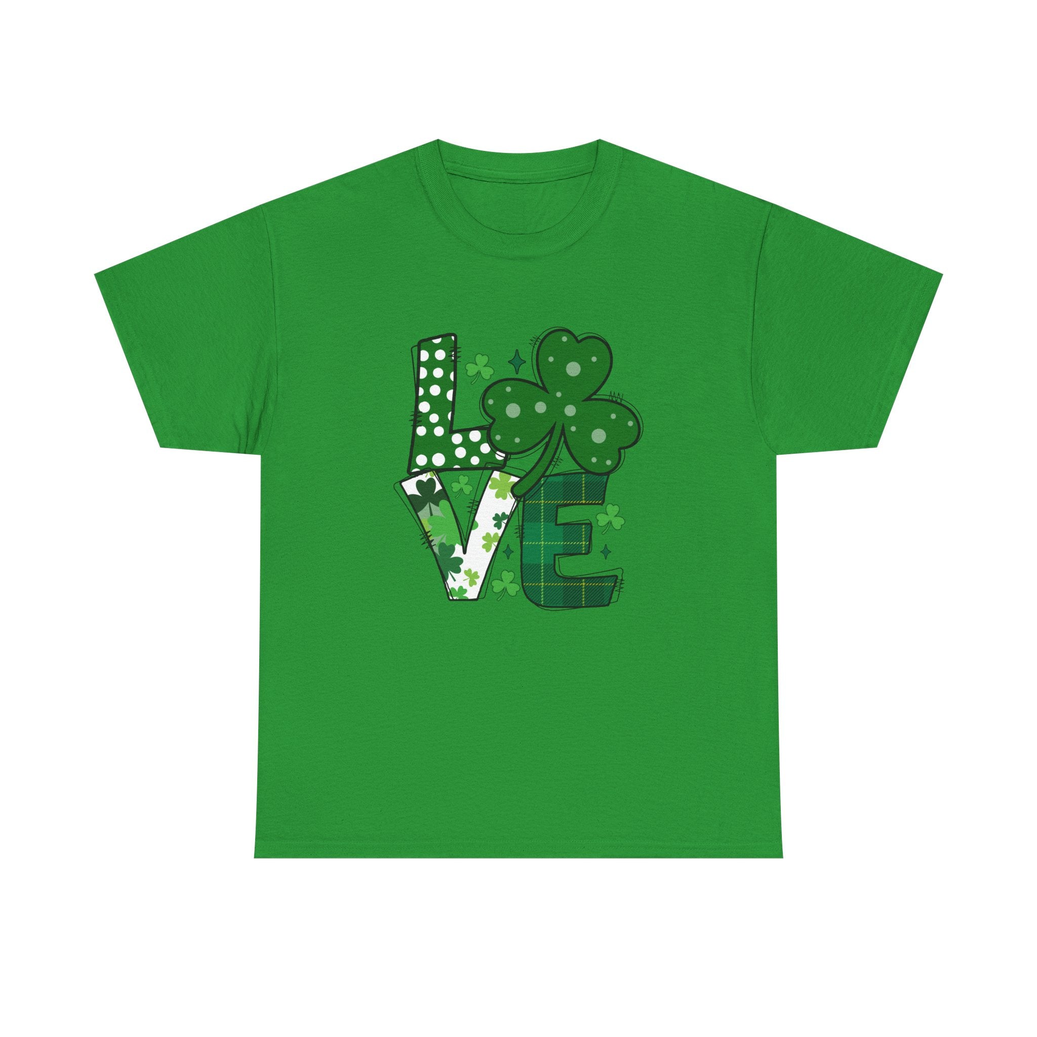 St. Patrick's Day Love Tee - Heavy Cotton Shirt with Shamrock Design