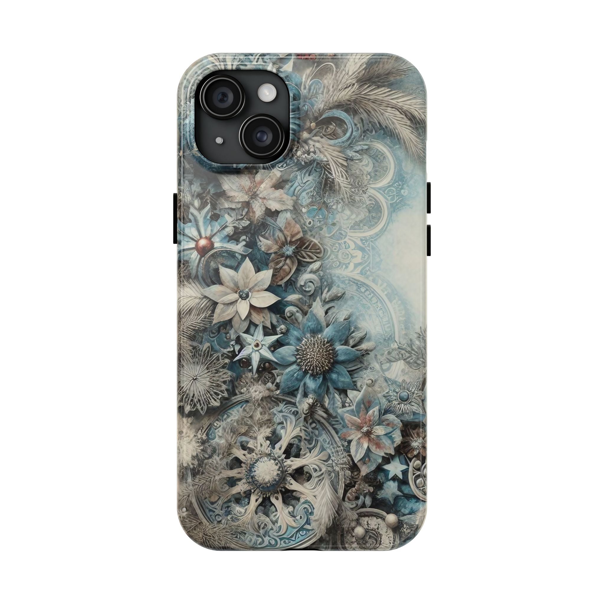 Blue Floral Winter Tough Mobile Phone Case