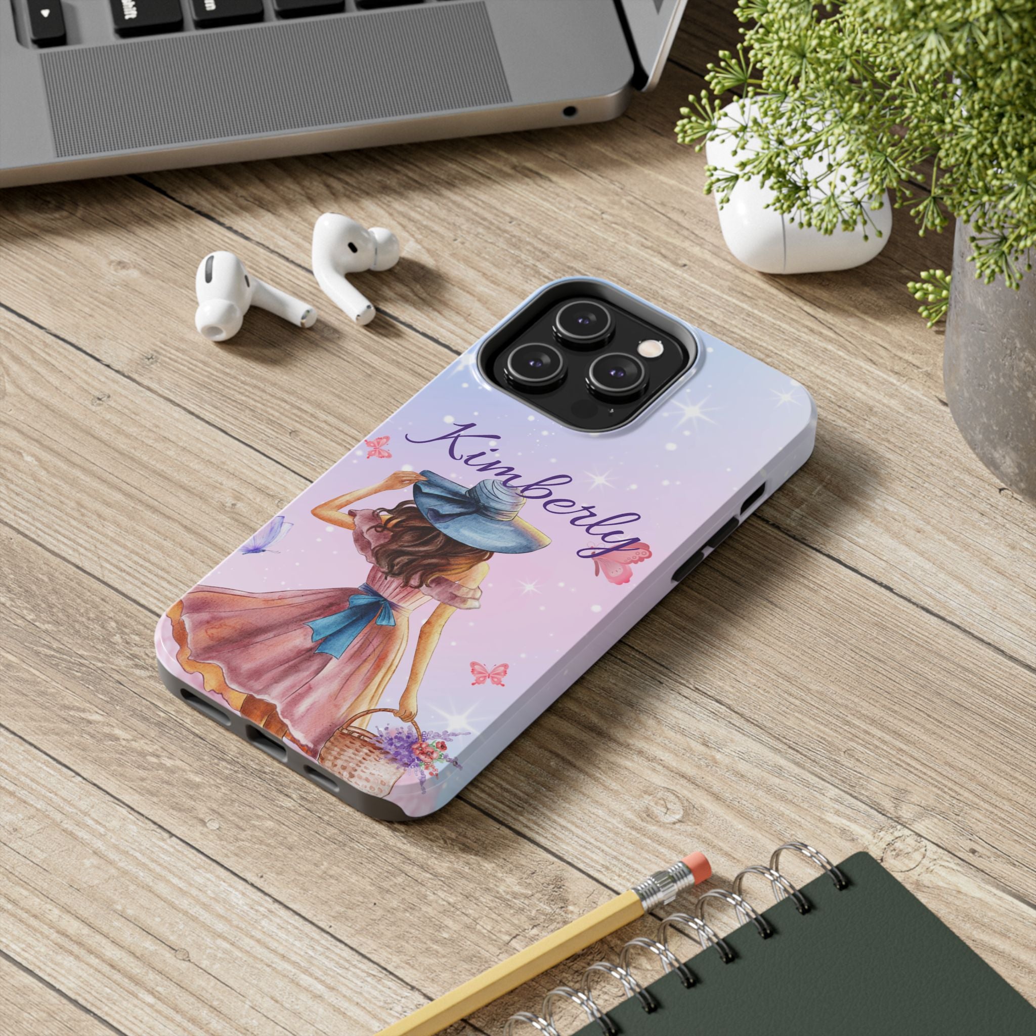 Personalized Tough Phone Case with Butterfly Design - Customizable for Your Name
