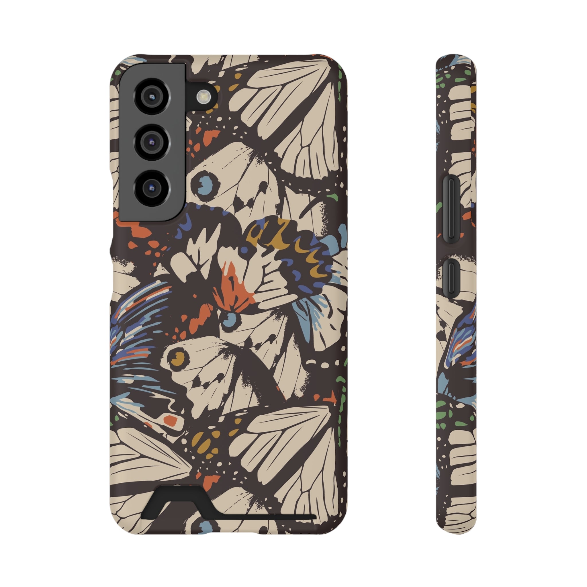 Butterfly Design Phone Case with Card Holder - Stylish & Functional