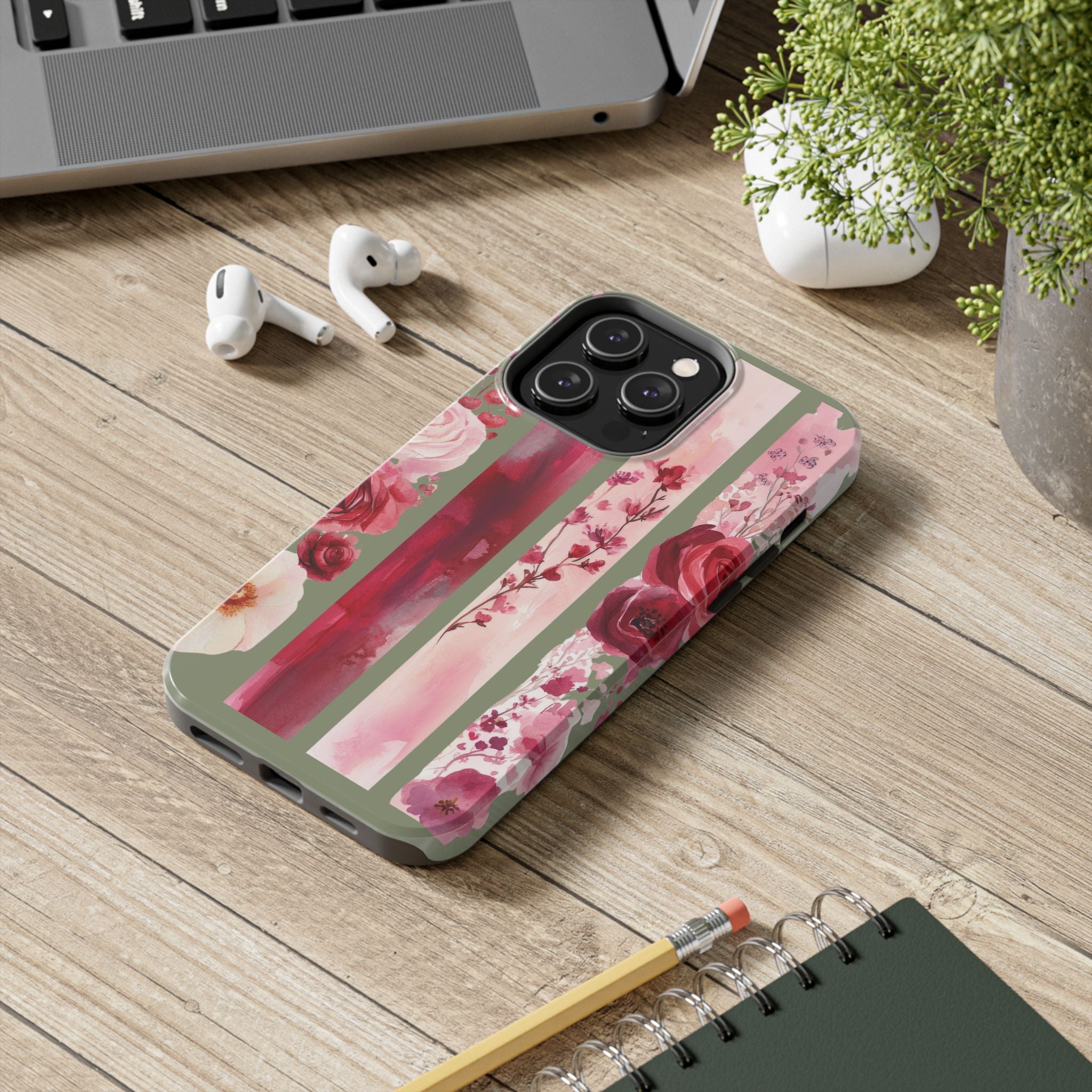 Floral Roses Tough Impact Resistant Phone Case Elegant Bloom Design for iPhone Samsung Cover