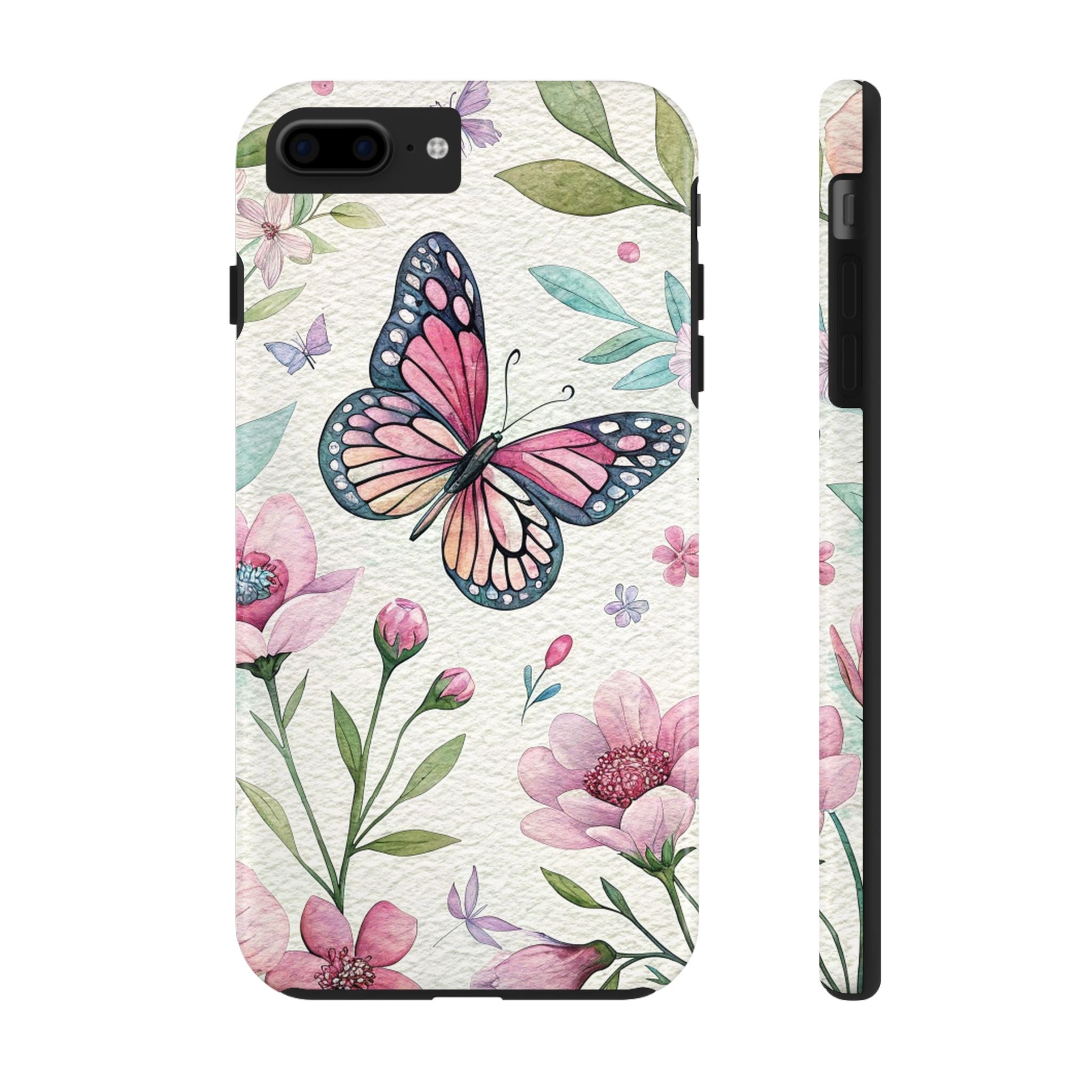 Pink Butterfly Floral Impact Resistant Phone Case Tough & Stylish Protection iPhone Samsung Cover