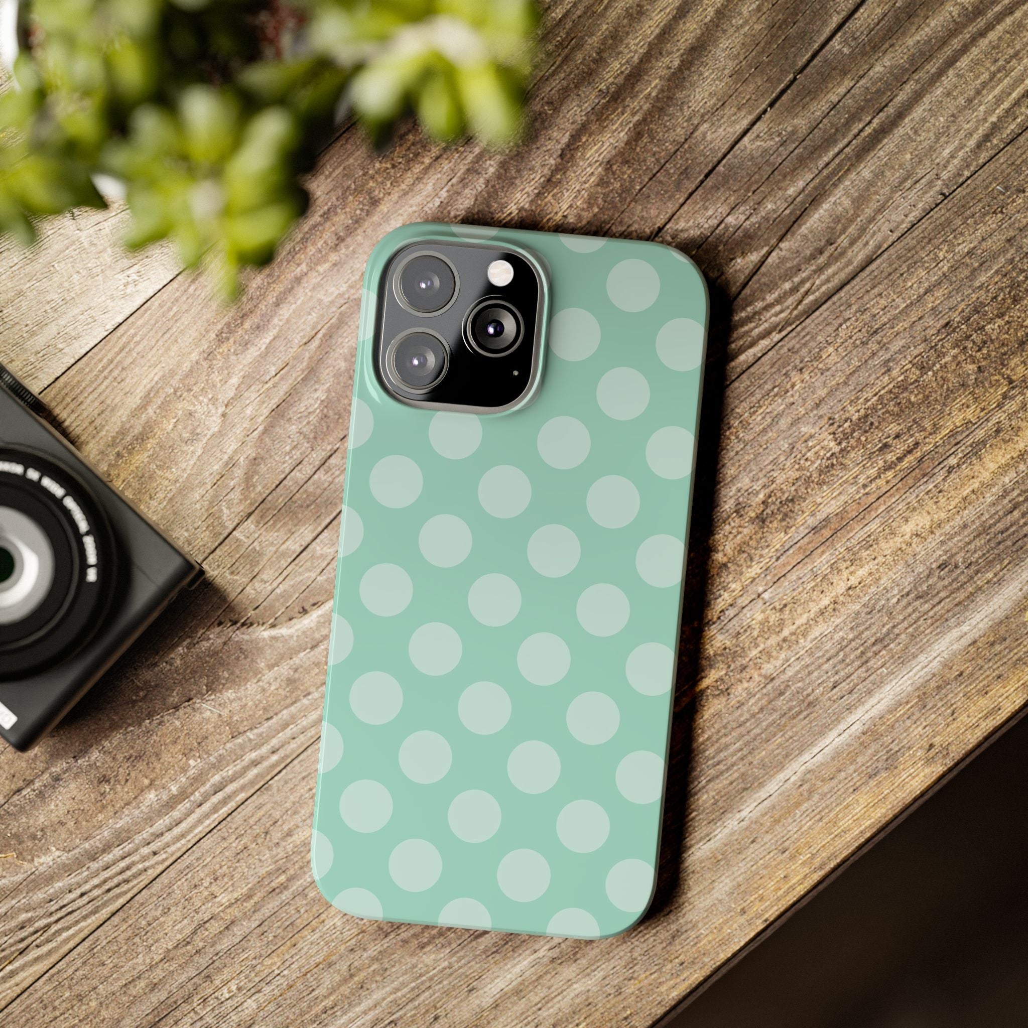 Green Polka Dot Slim Phone Case