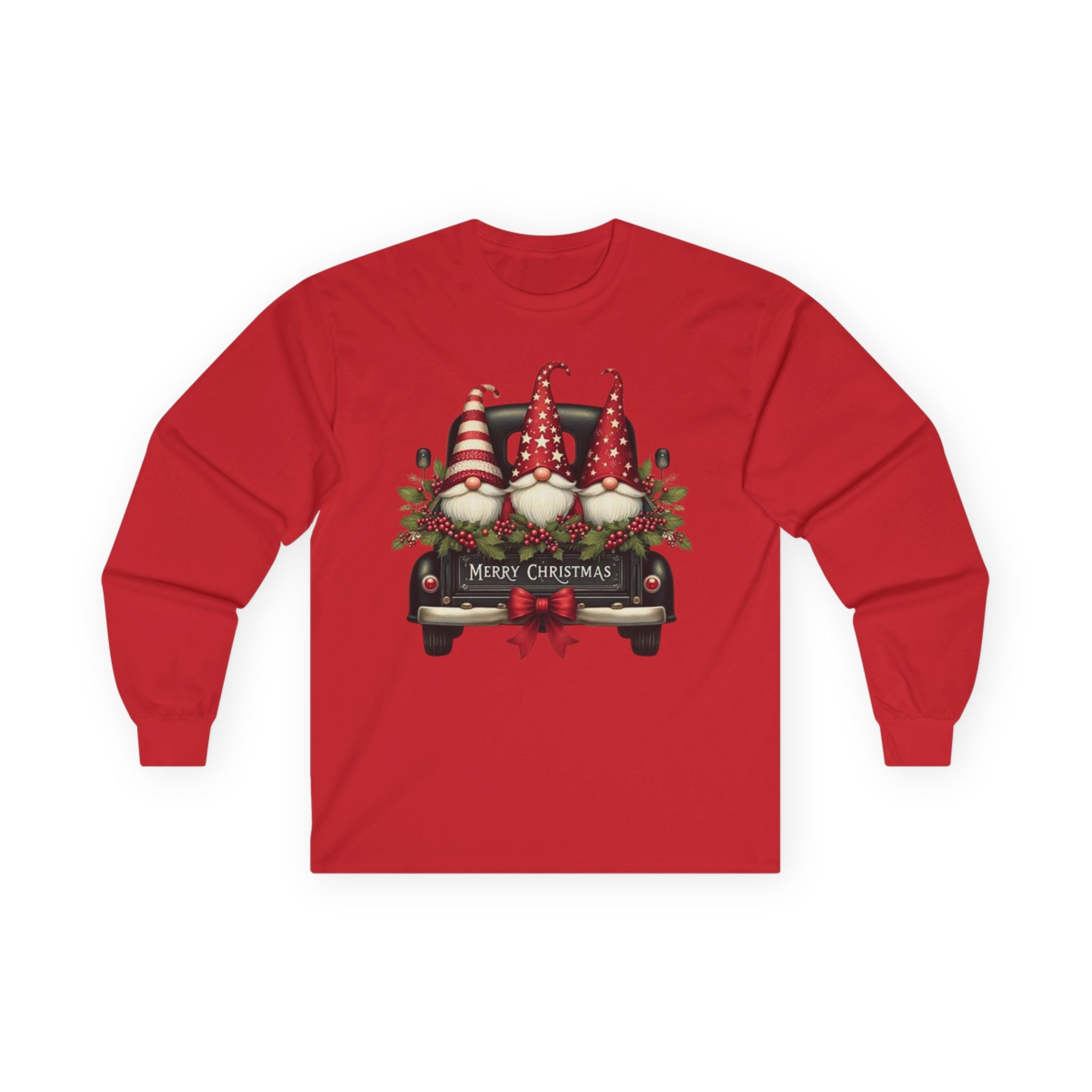 Long Sleeve Tee - Merry Christmas Gnome Design | Festive Holiday Apparel, Winter Wardrobe, Christmas Gifts, Cozy Style