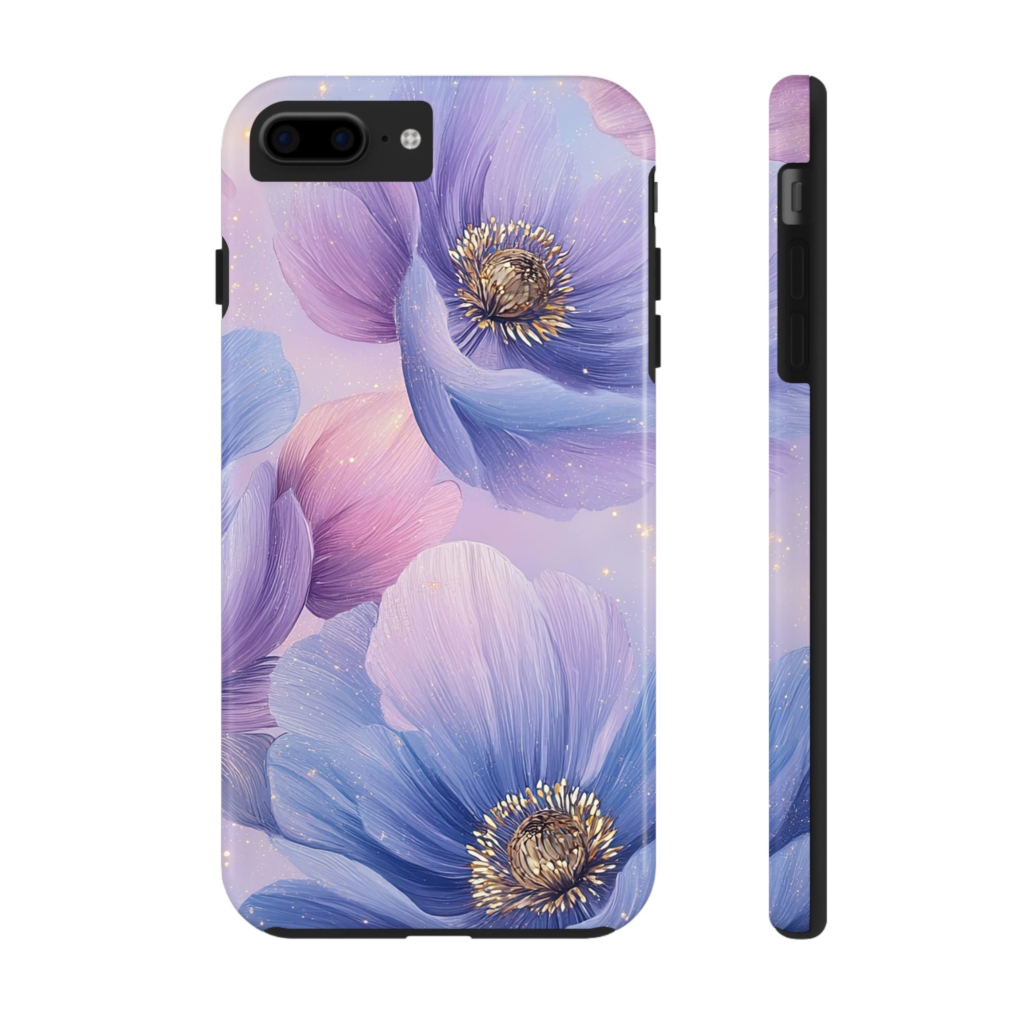 Floral Purple Blue Pink Tough Phone Case Elegant Flower Design for Protection Impact Resistant iPhone Samsung Cover