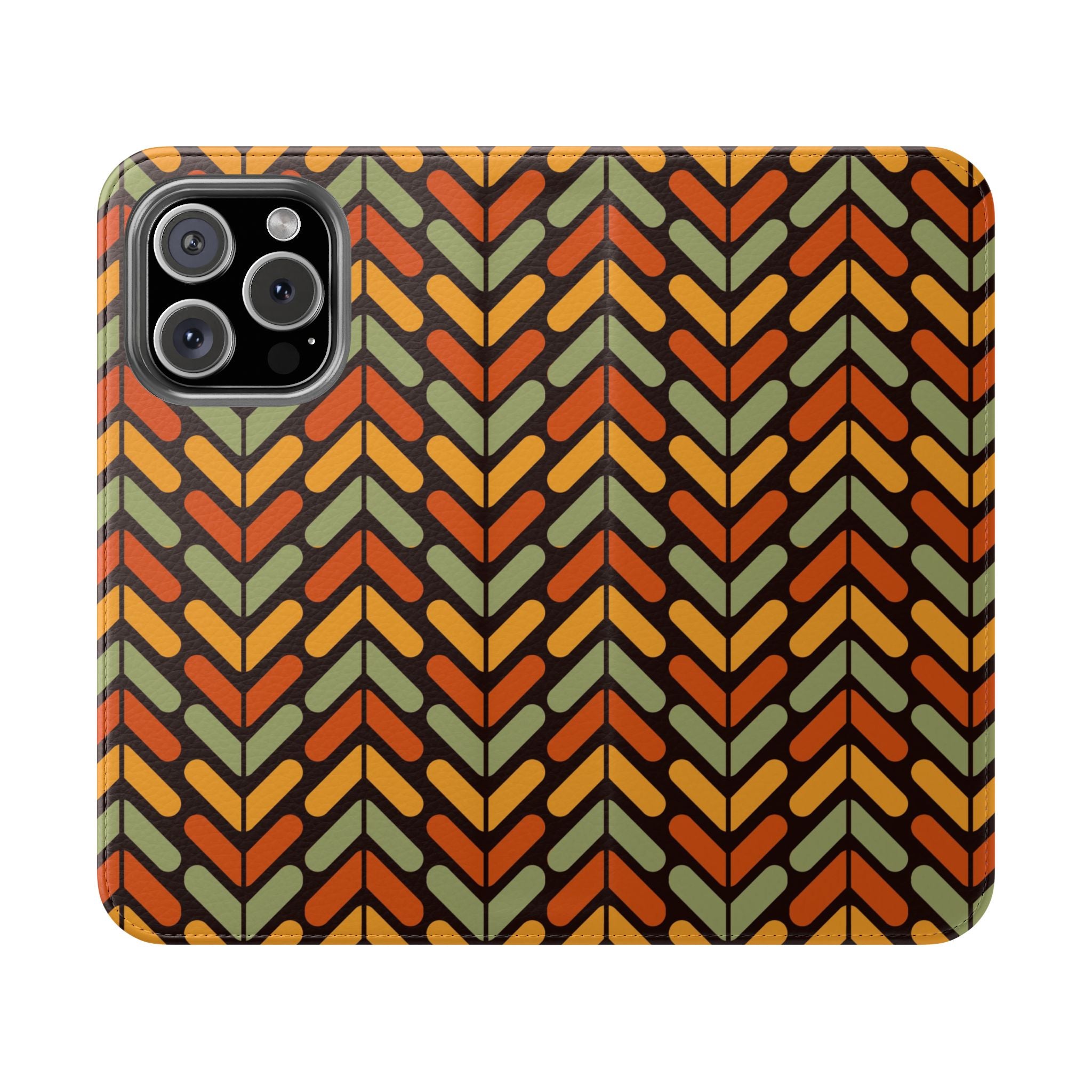 Boho Chic Flip Case Fall Leaf Pattern iPhone Samsung Wallet