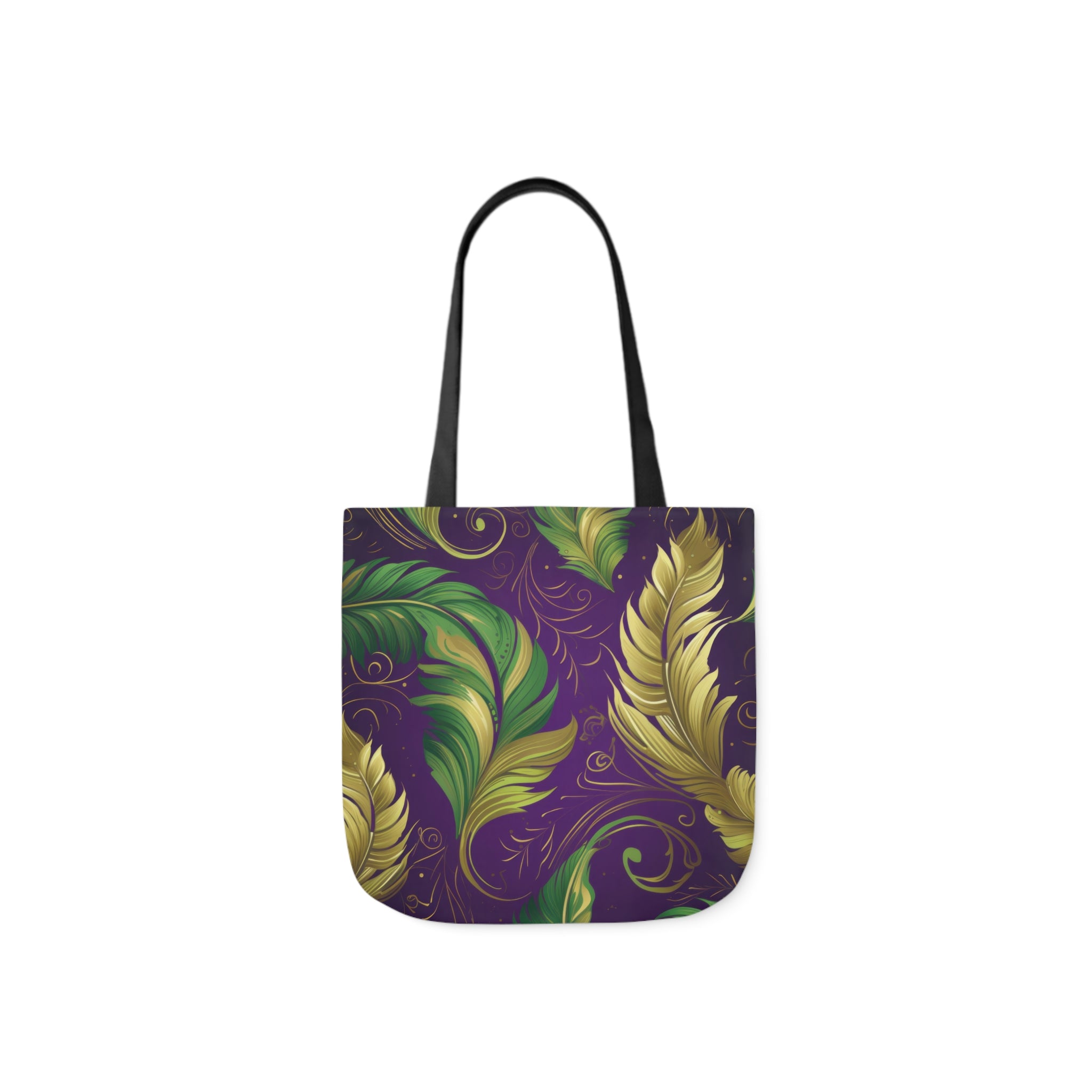 Green & Gold Flower On Purple Canvas Tote Bag