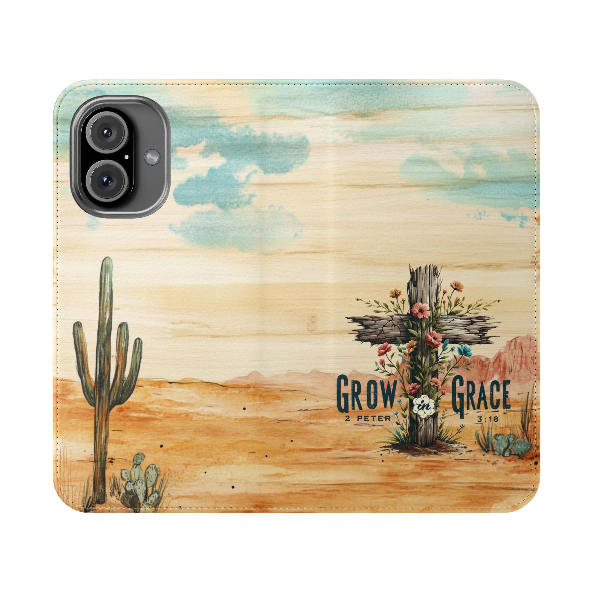 Grow In Grace Scripture Flip Mobile Phone Case