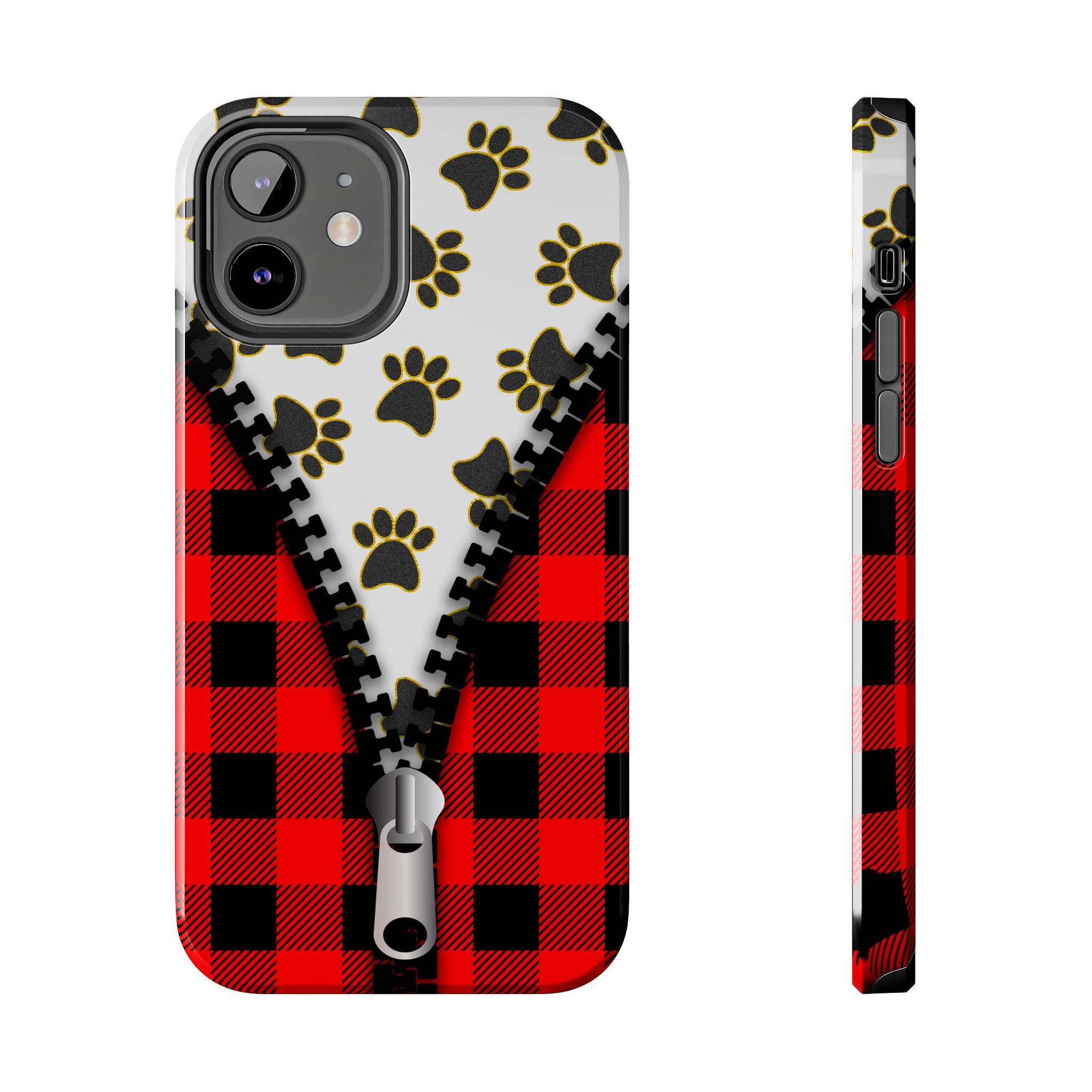 Zipper Flannel Look Dog Print Phone Case
