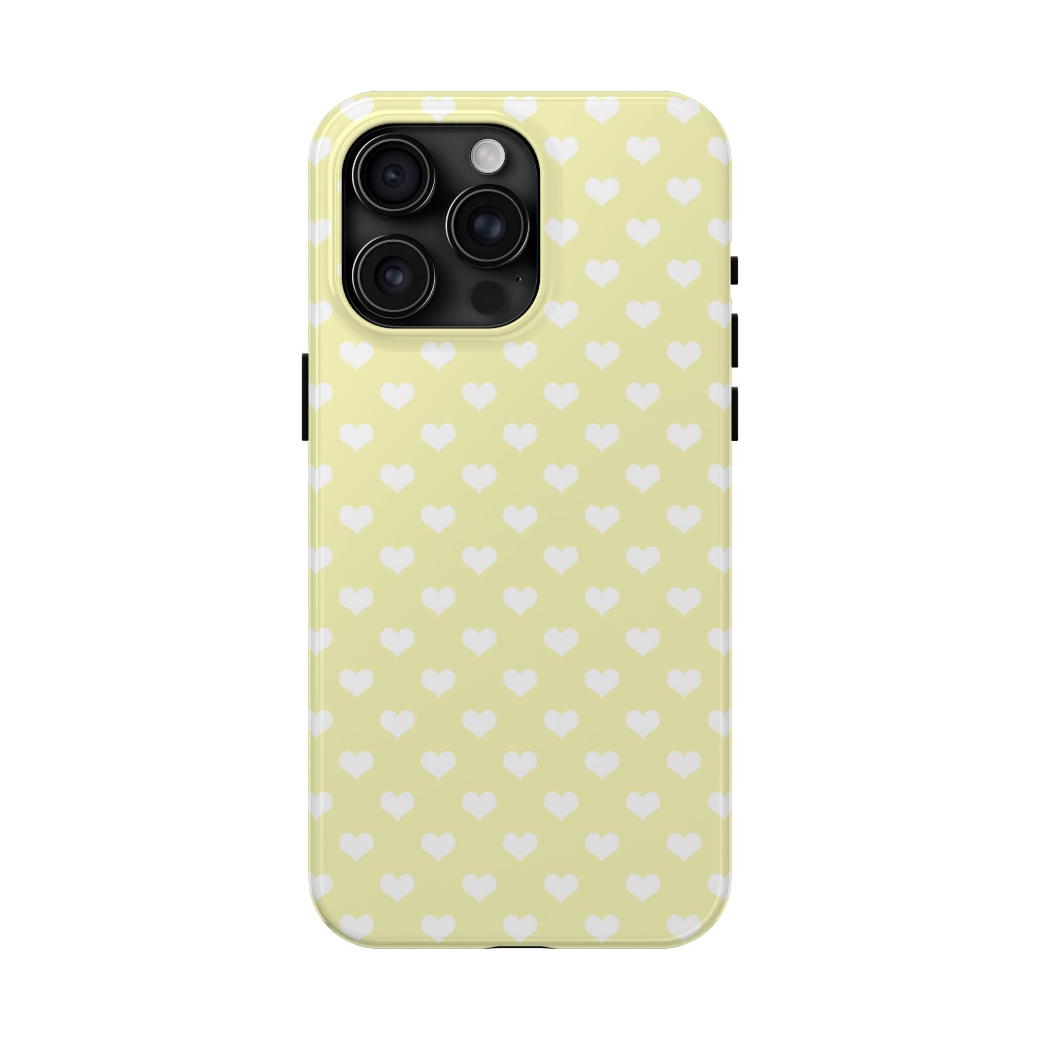 Pastel Yellow & White Hearts Tough Mobile Phone Case