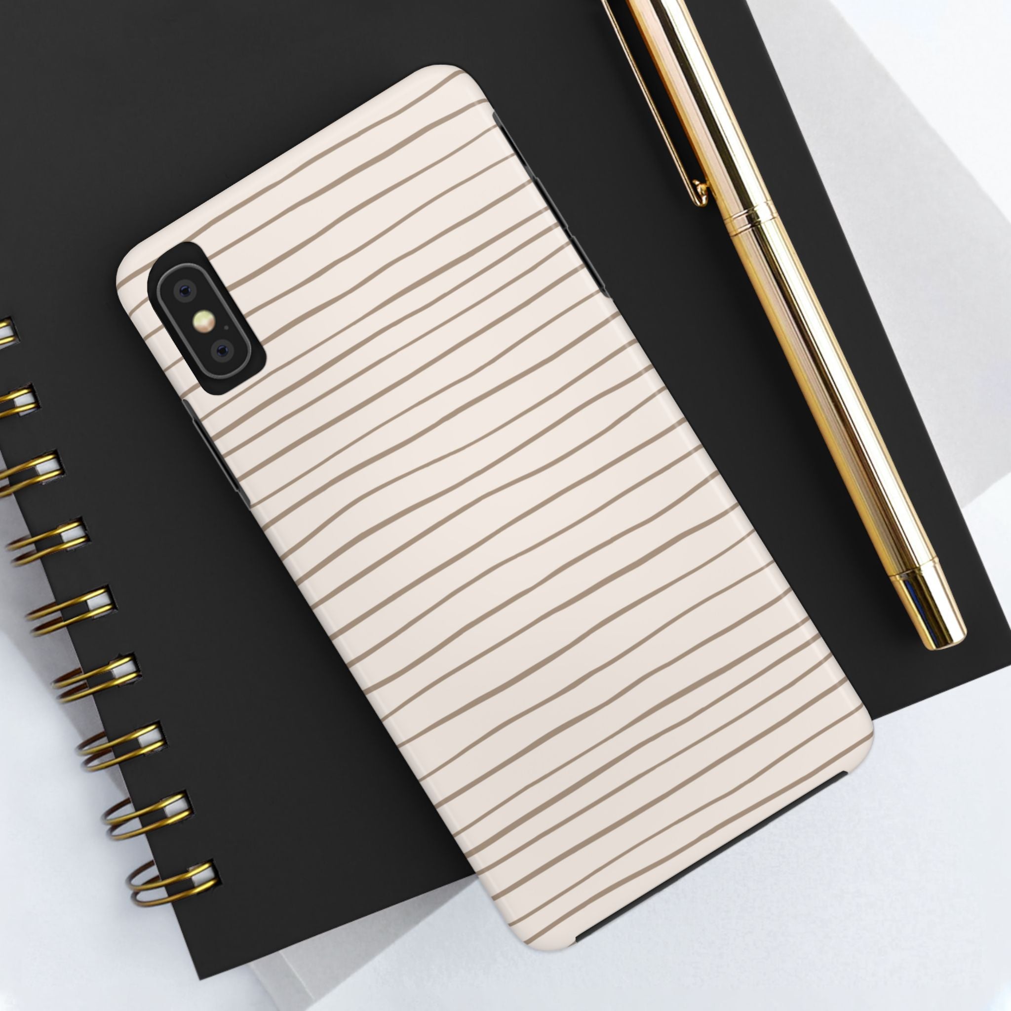 Beige Stripe Tough Mobile Phone Case