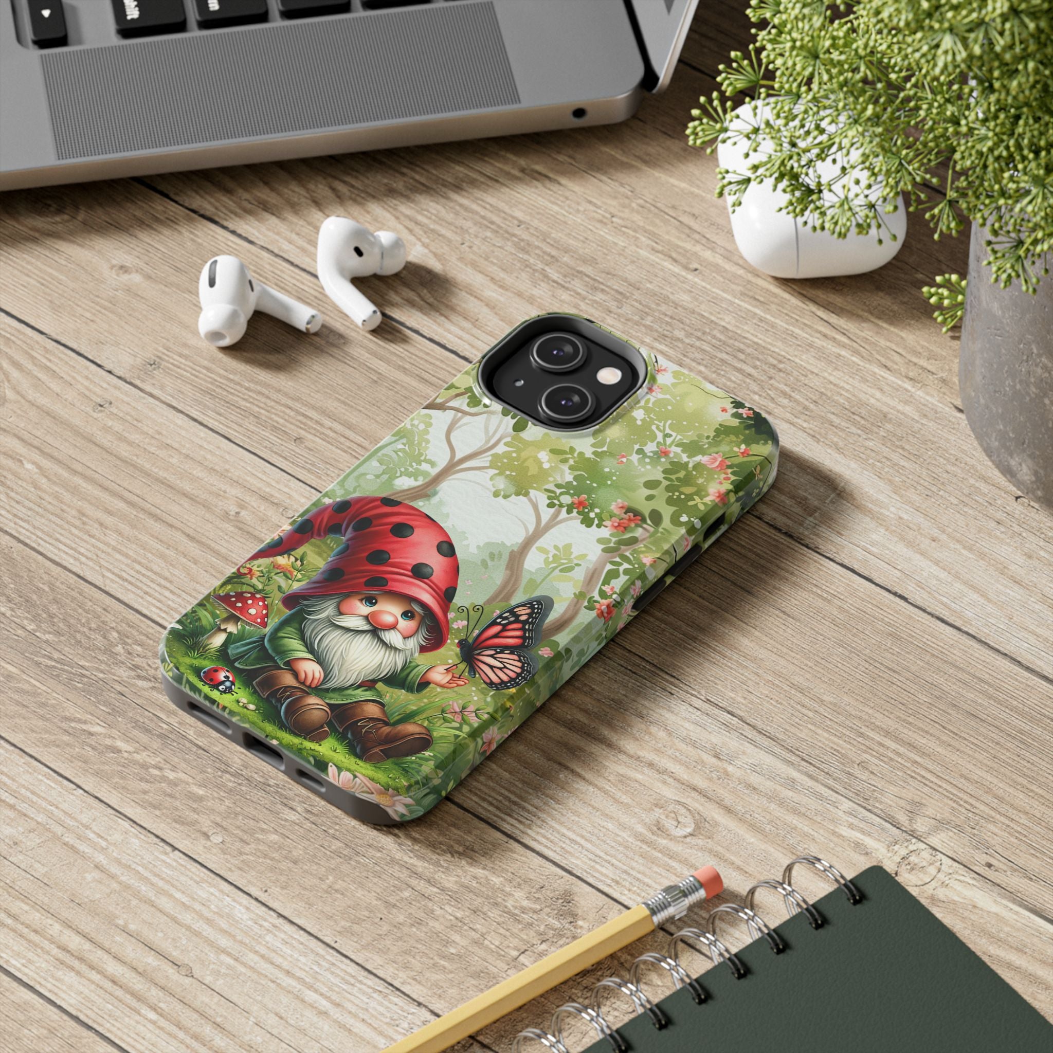 Whimsical Lady Bug Gnome Phone Case - Tough & Durable with Nature Vibe
