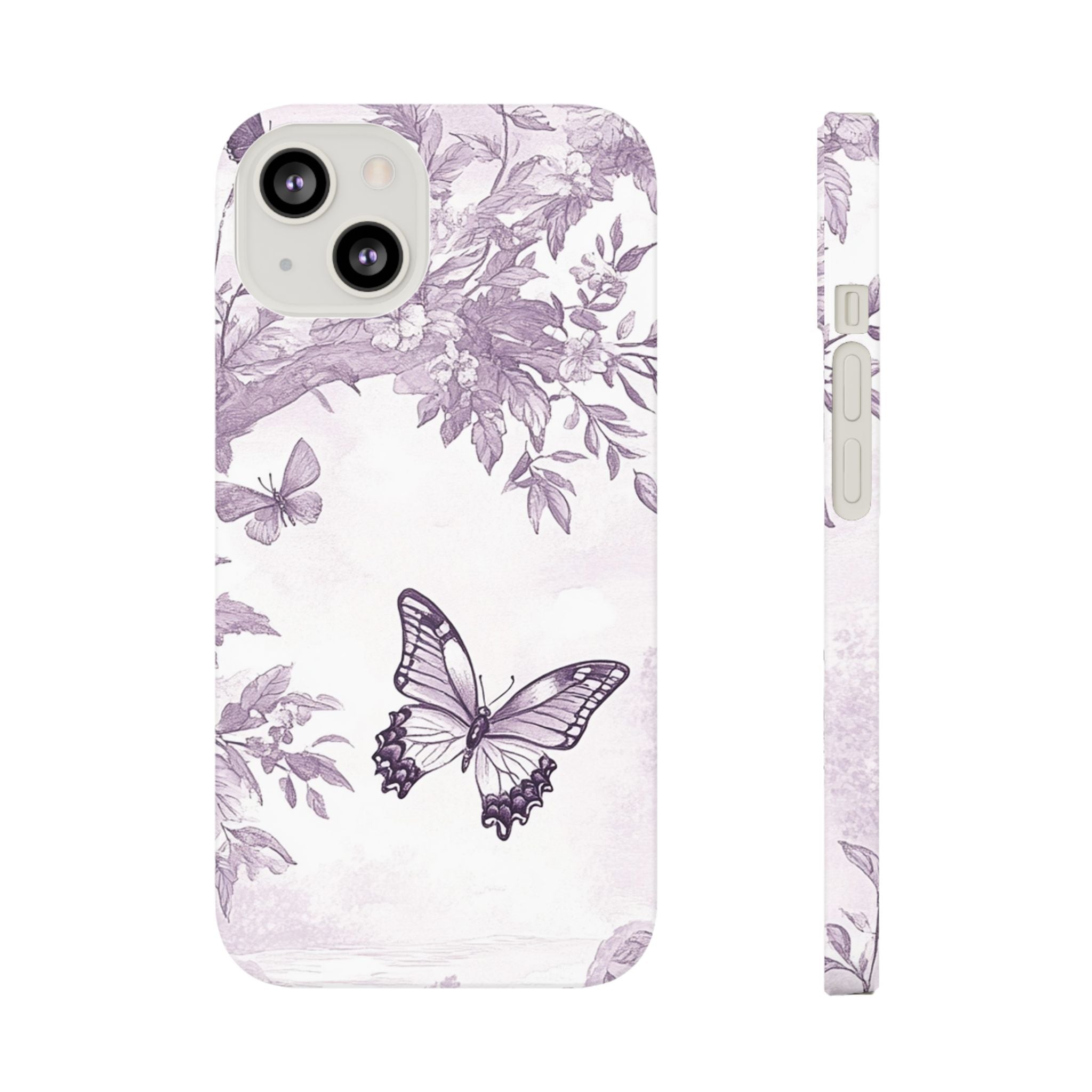 Elegant Lavender Floral Butterfly Slim Case for iPhone Samsung Nature Inspired Design