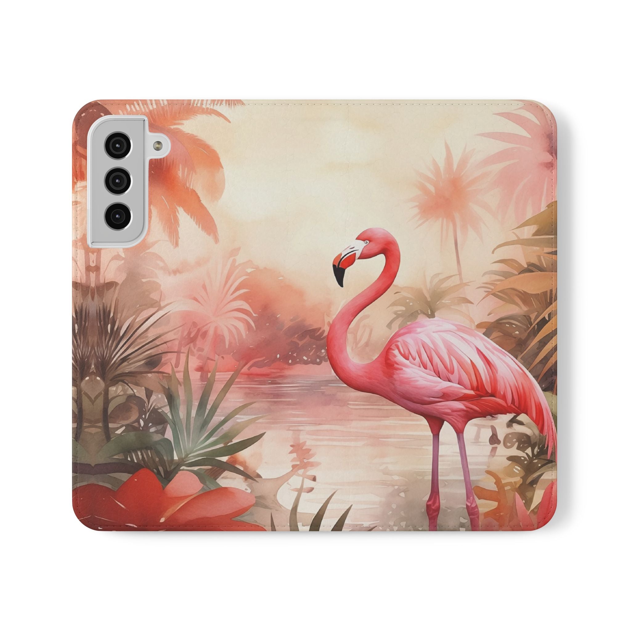 Pink Flamingo Flip Mobile Phone Case