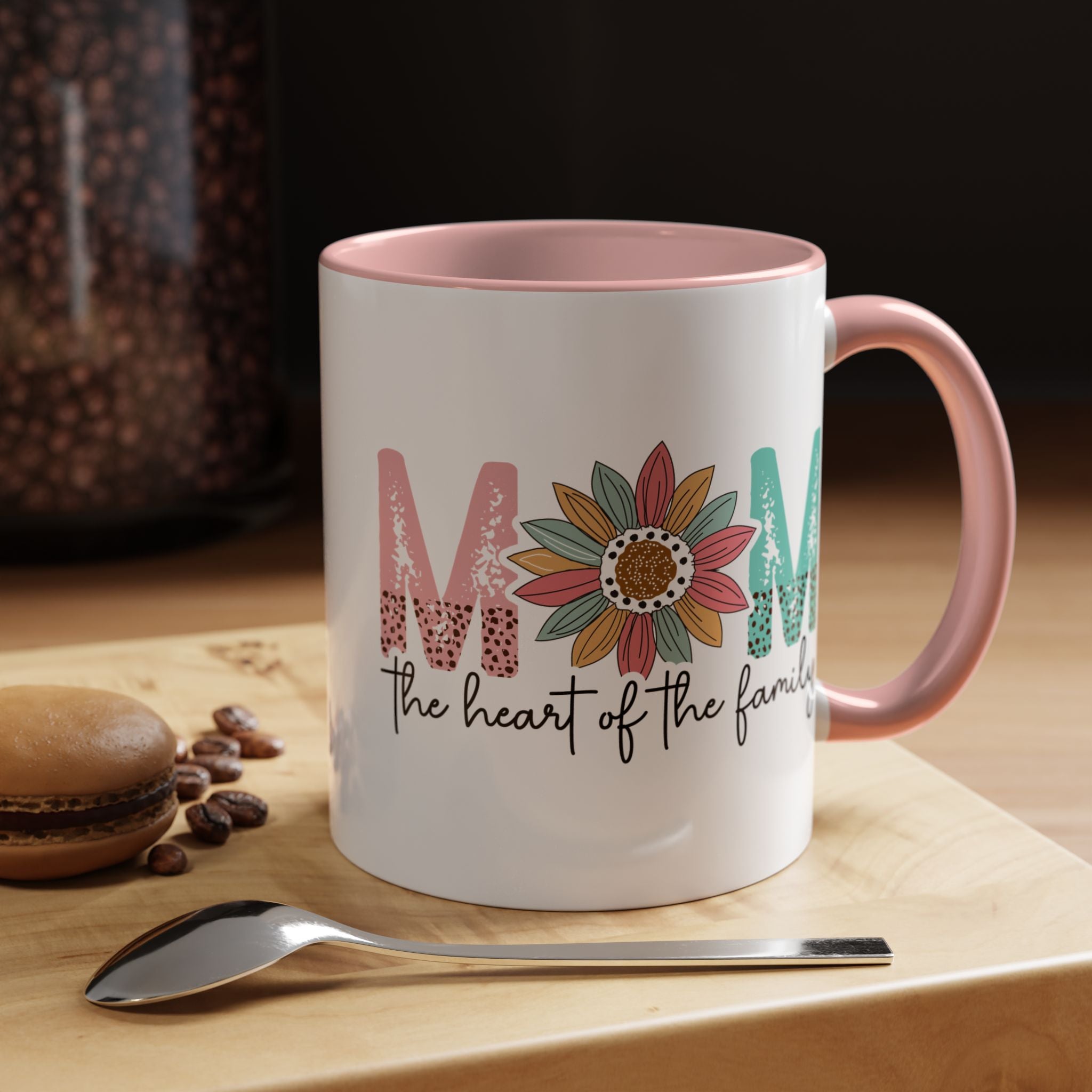 Mom Heart of the Family Accent Coffee Mug Perfect Gift for Mother's Day