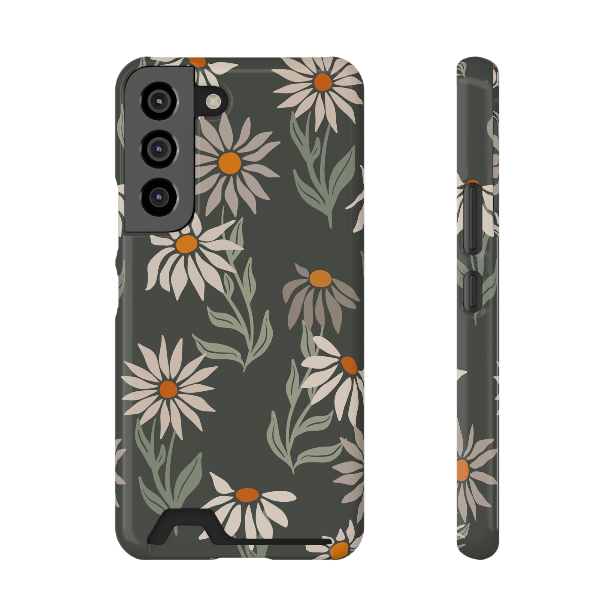 Floral Phone Case with Card Holder - Stylish & Functional Nature-Inspired Design
